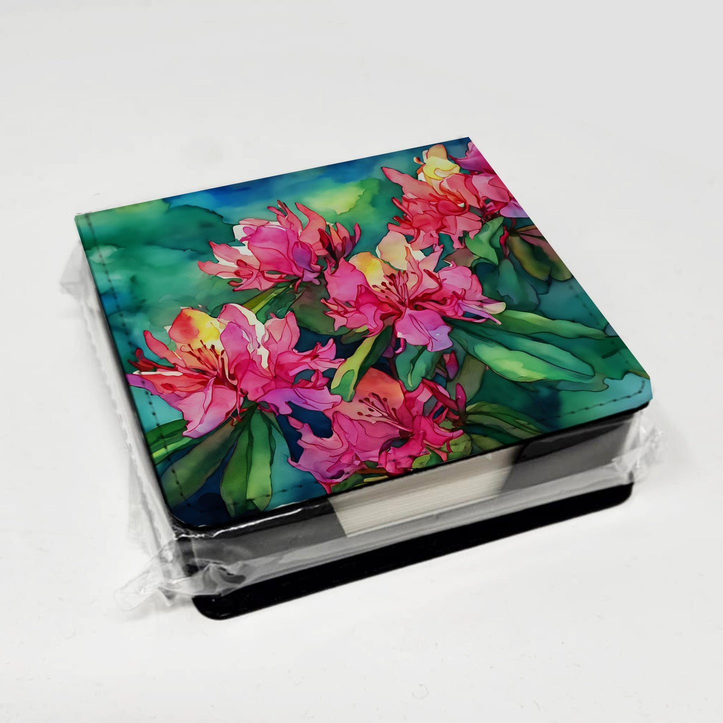 West Virginia Rhododendrons in Watercolor PU Leather Note Paper Holder