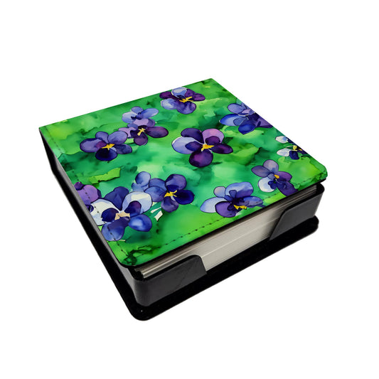 Wisconsin Wood Violets in Watercolor PU Leather Note Paper Holder