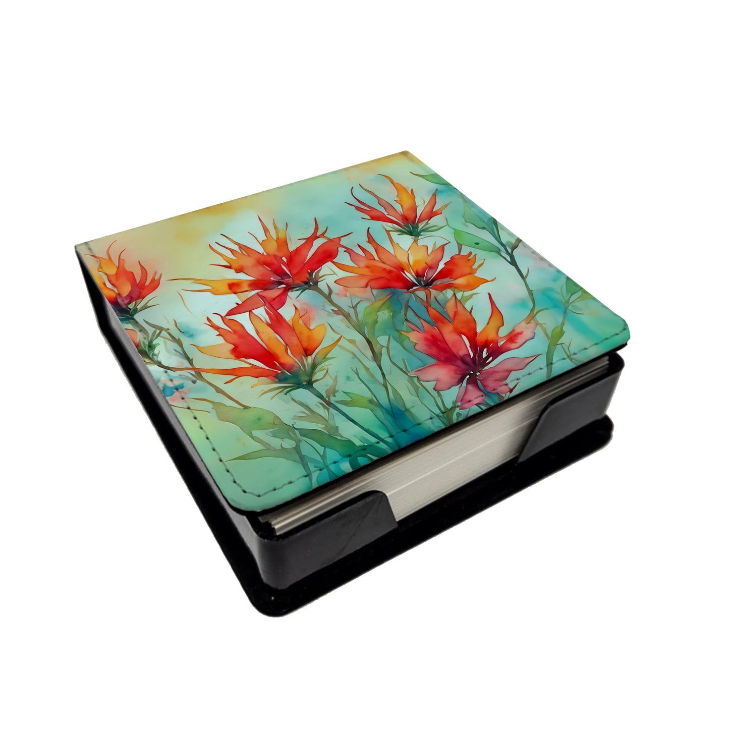 Wyoming Indian Paintbrush in Watercolor PU Leather Note Paper Holder