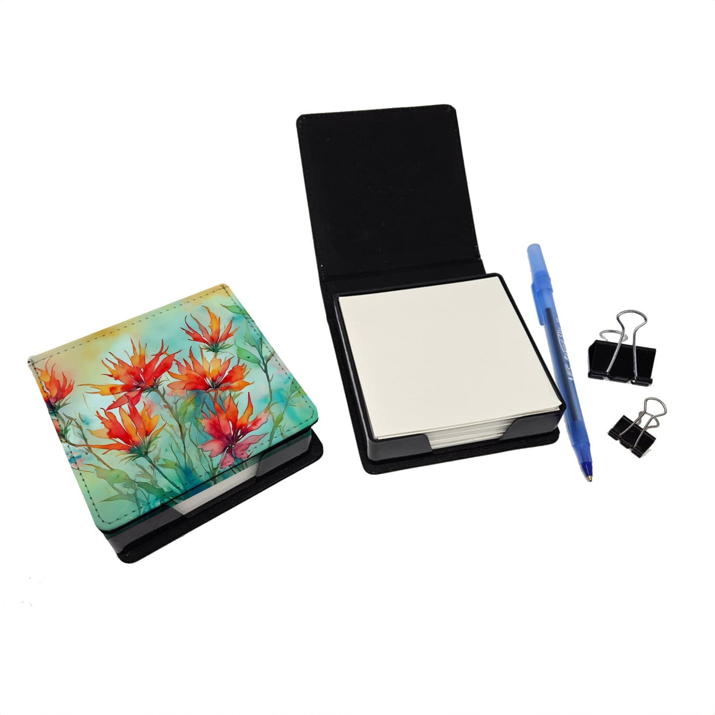 Wyoming Indian Paintbrush in Watercolor PU Leather Note Paper Holder