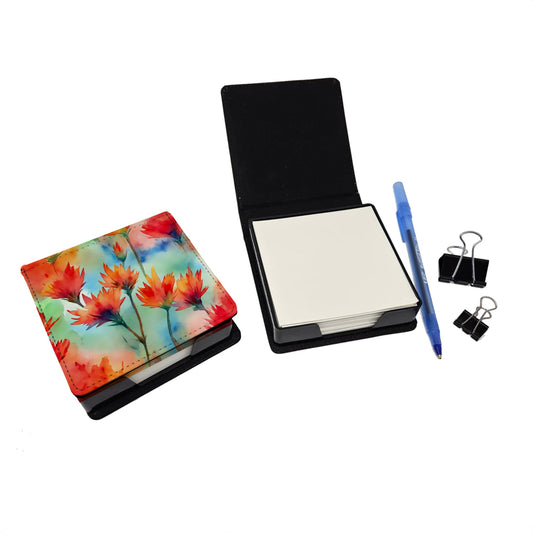 Wyoming Indian Paintbrush in Watercolor PU Leather Note Paper Holder