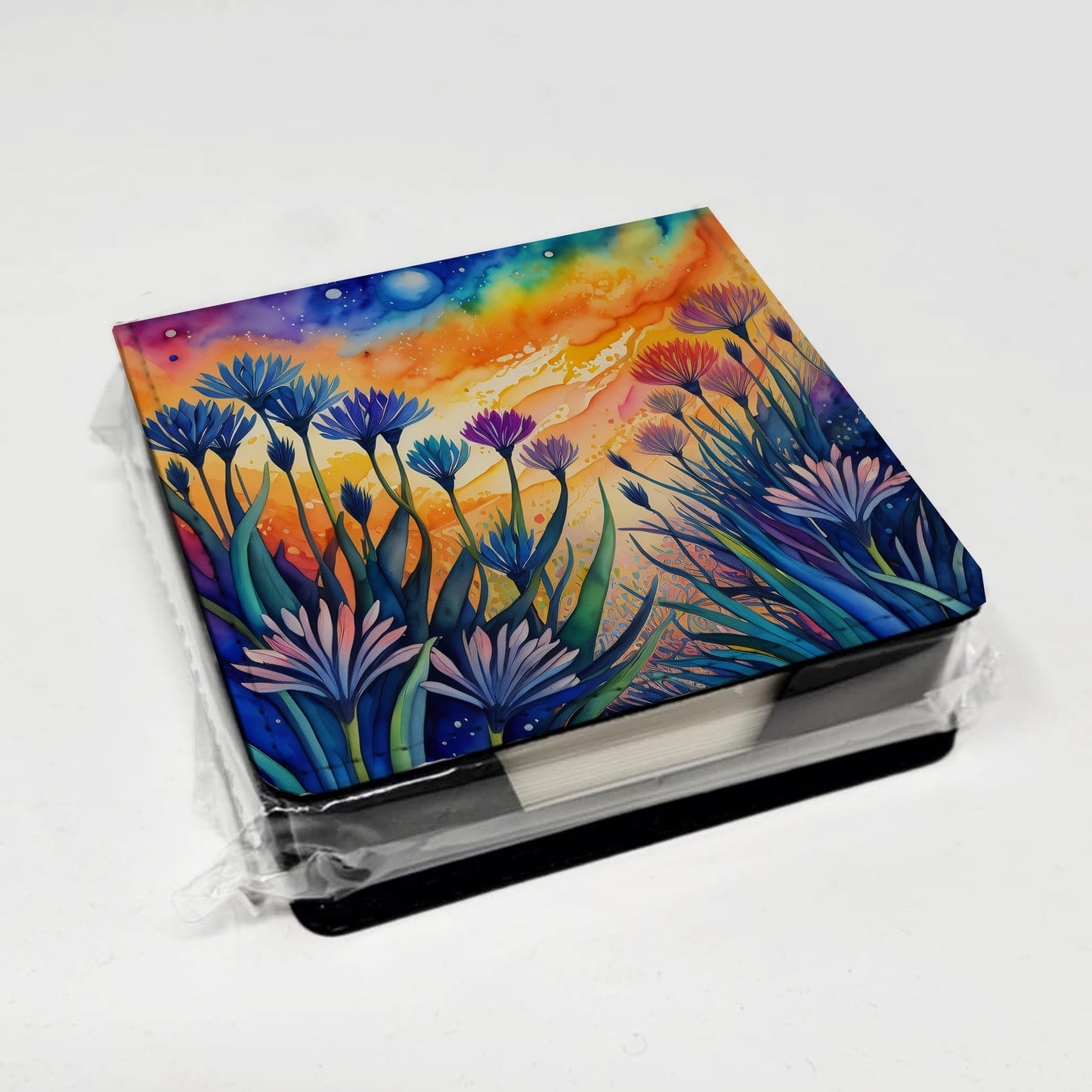 Colorful Agapanthus PU Leather Note Paper Holder