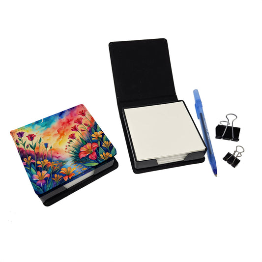 Colorful Alstroemerias PU Leather Note Paper Holder