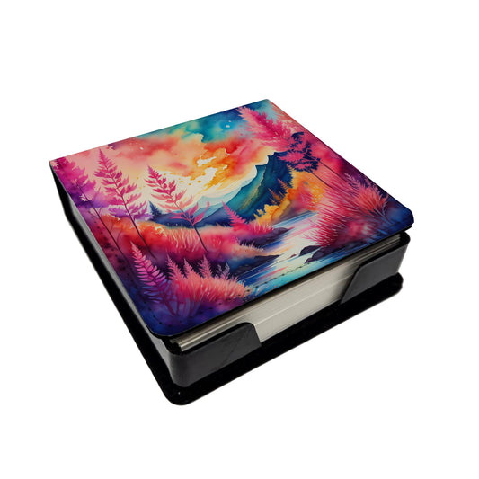 Colorful Astilbe PU Leather Note Paper Holder