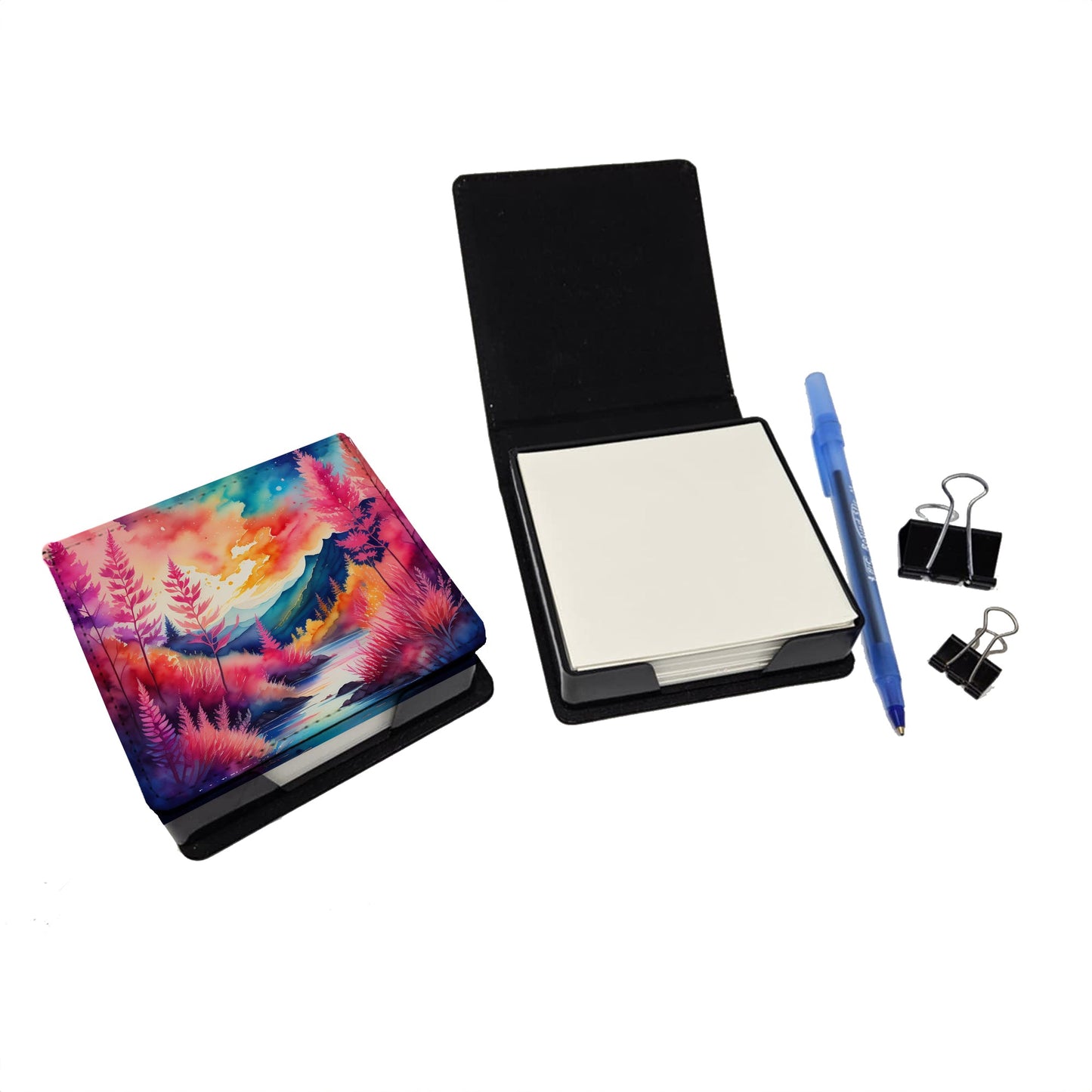 Colorful Astilbe PU Leather Note Paper Holder