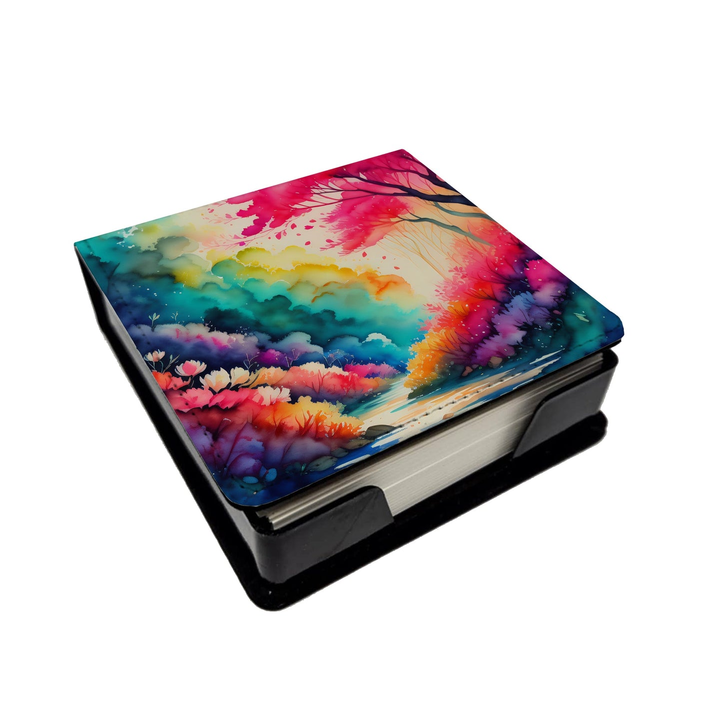 Colorful Azaleas PU Leather Note Paper Holder
