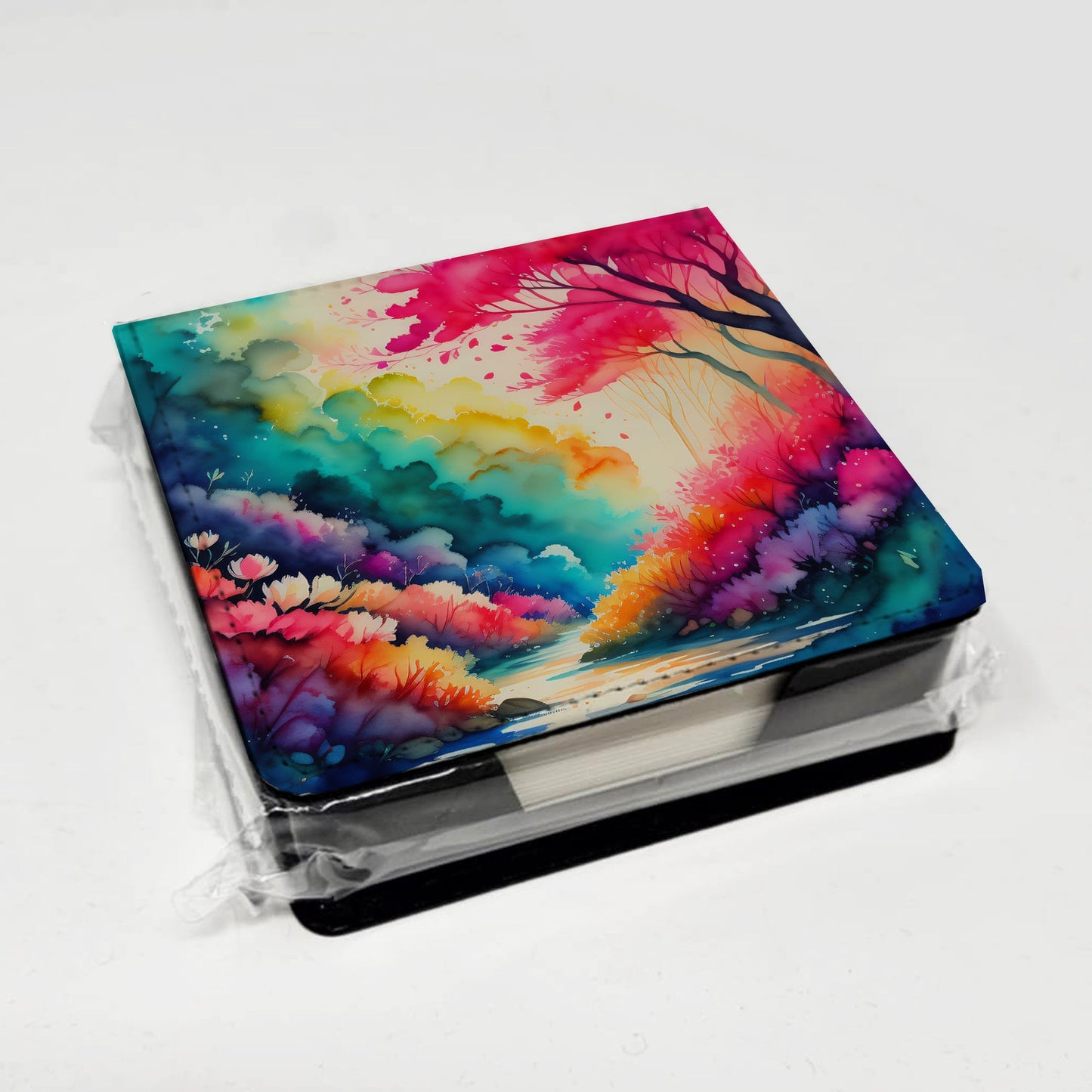 Colorful Azaleas PU Leather Note Paper Holder