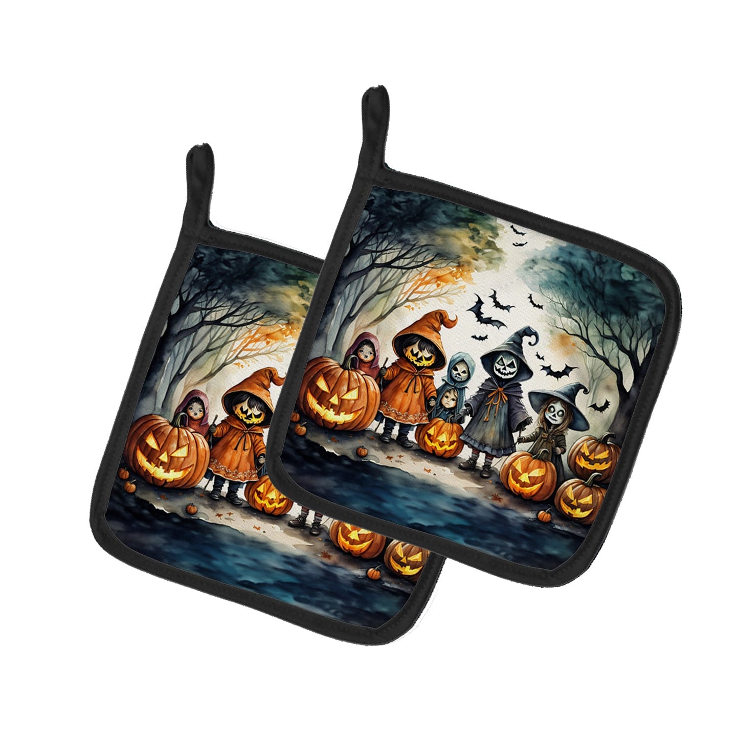 Trick or Treaters Spooky Halloween Pot Holders - Set of 2 Decorative Kitchen Helpers | Made in the USA