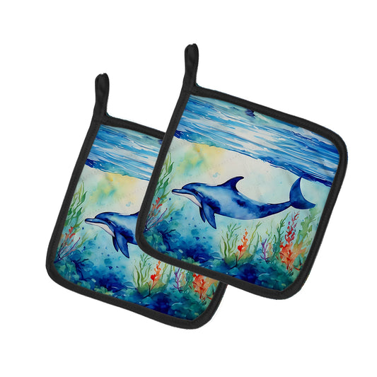 Dolphin Pot Holders - Set of 2 Decorative Kitchen Helpers | Made in the USA