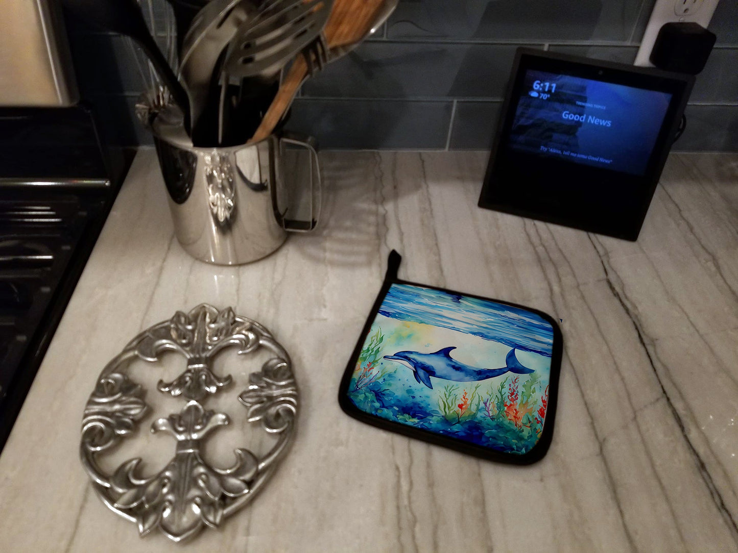 Dolphin Pot Holders - Set of 2 Decorative Kitchen Helpers | Made in the USA