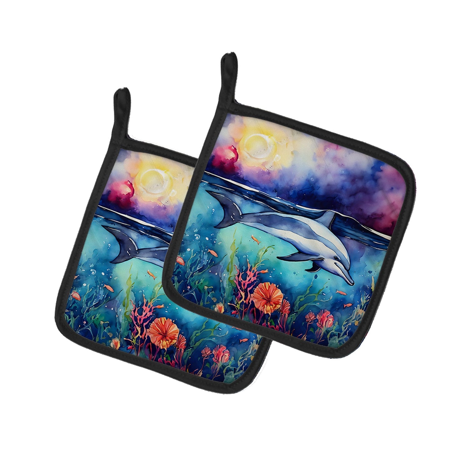 Dolphin Pot Holders - Set of 2 Decorative Kitchen Helpers | Made in the USA