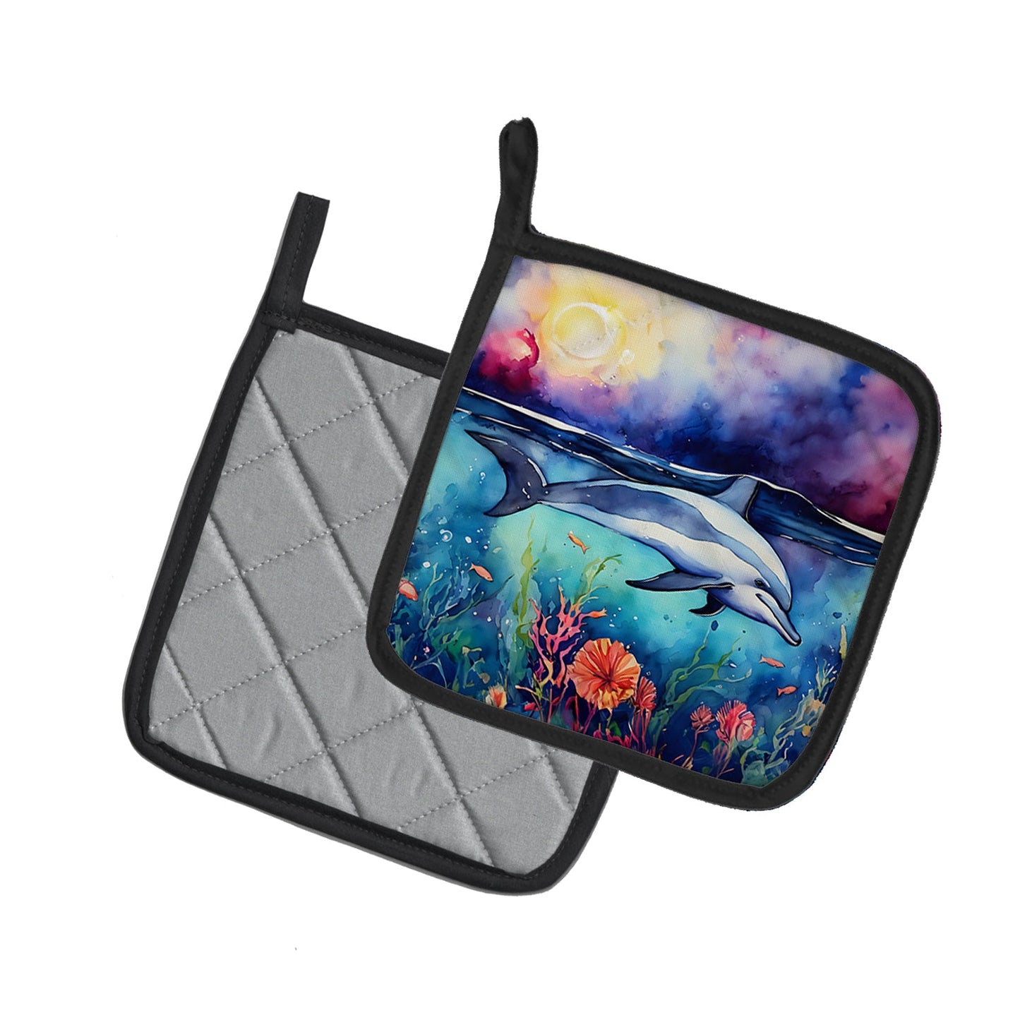 Dolphin Pot Holders - Set of 2 Decorative Kitchen Helpers | Made in the USA