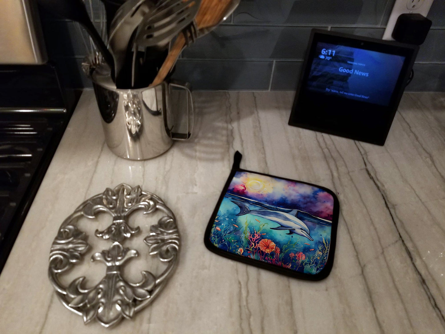 Dolphin Pot Holders - Set of 2 Decorative Kitchen Helpers | Made in the USA