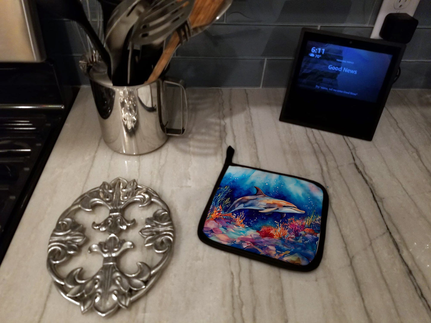 Dolphin Pot Holders - Set of 2 Decorative Kitchen Helpers | Made in the USA