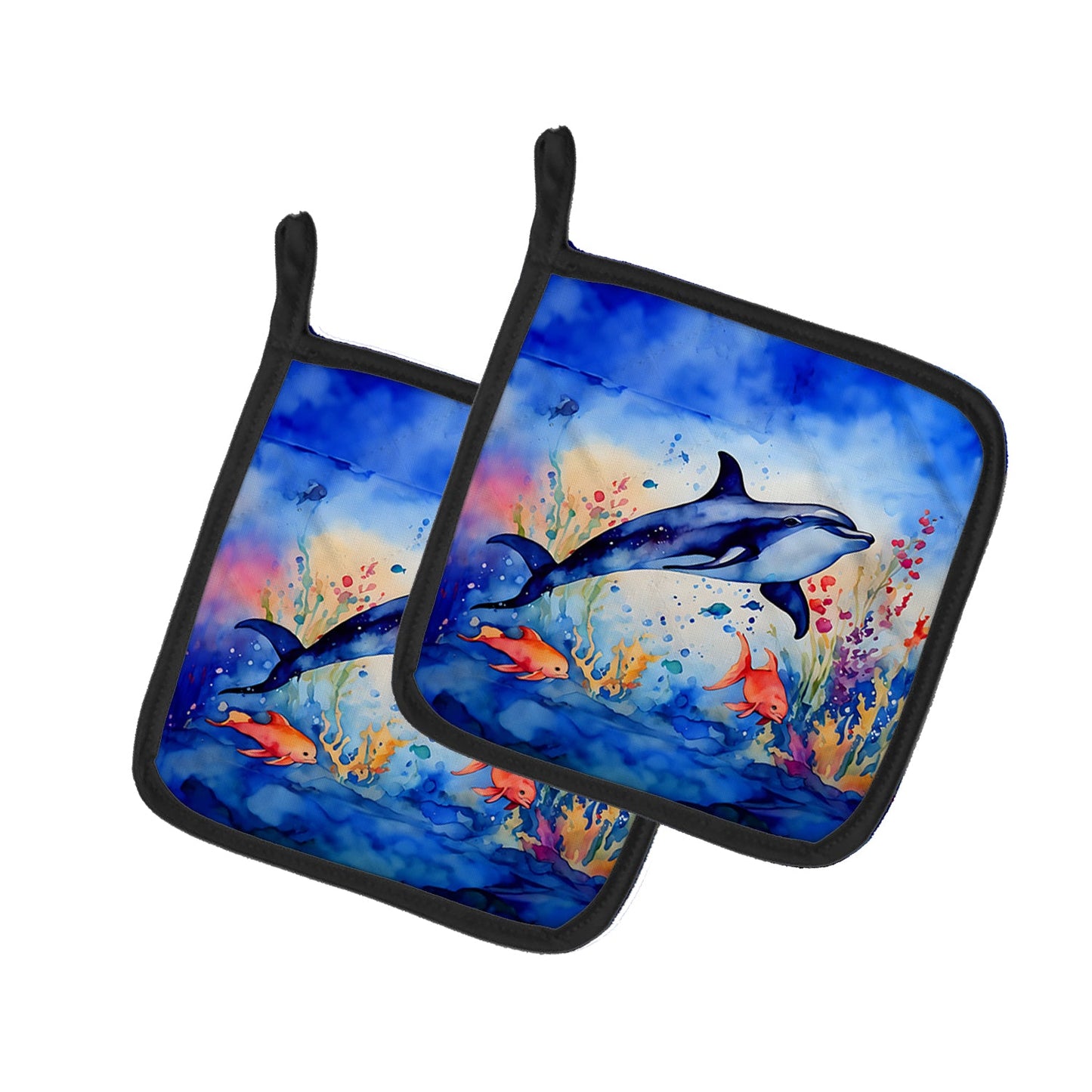 Dolphin Pot Holders - Set of 2 Decorative Kitchen Helpers | Made in the USA