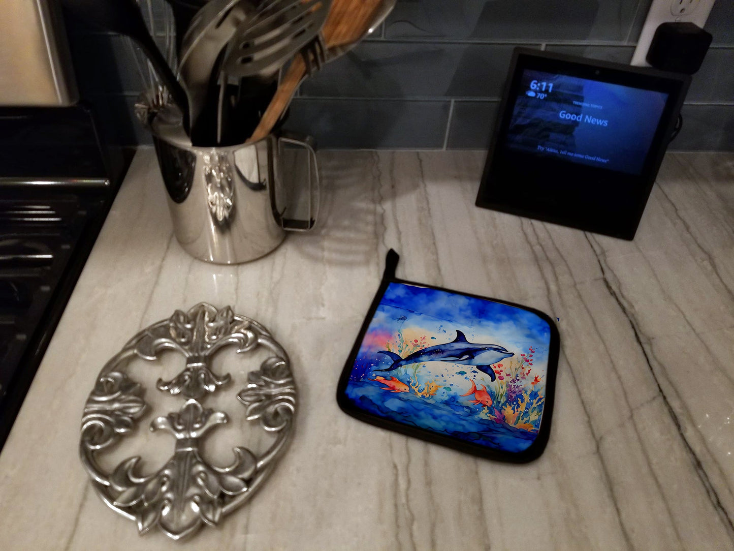 Dolphin Pot Holders - Set of 2 Decorative Kitchen Helpers | Made in the USA