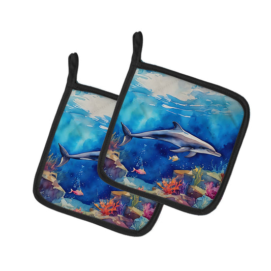 Dolphin Pot Holders - Set of 2 Decorative Kitchen Helpers | Made in the USA