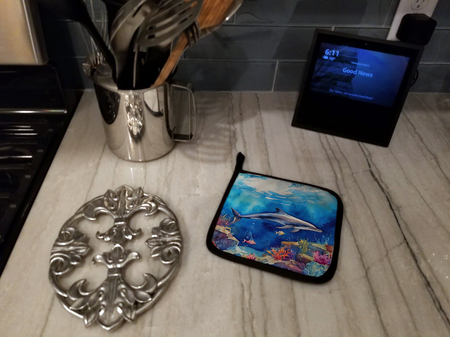 Dolphin Pot Holders - Set of 2 Decorative Kitchen Helpers | Made in the USA