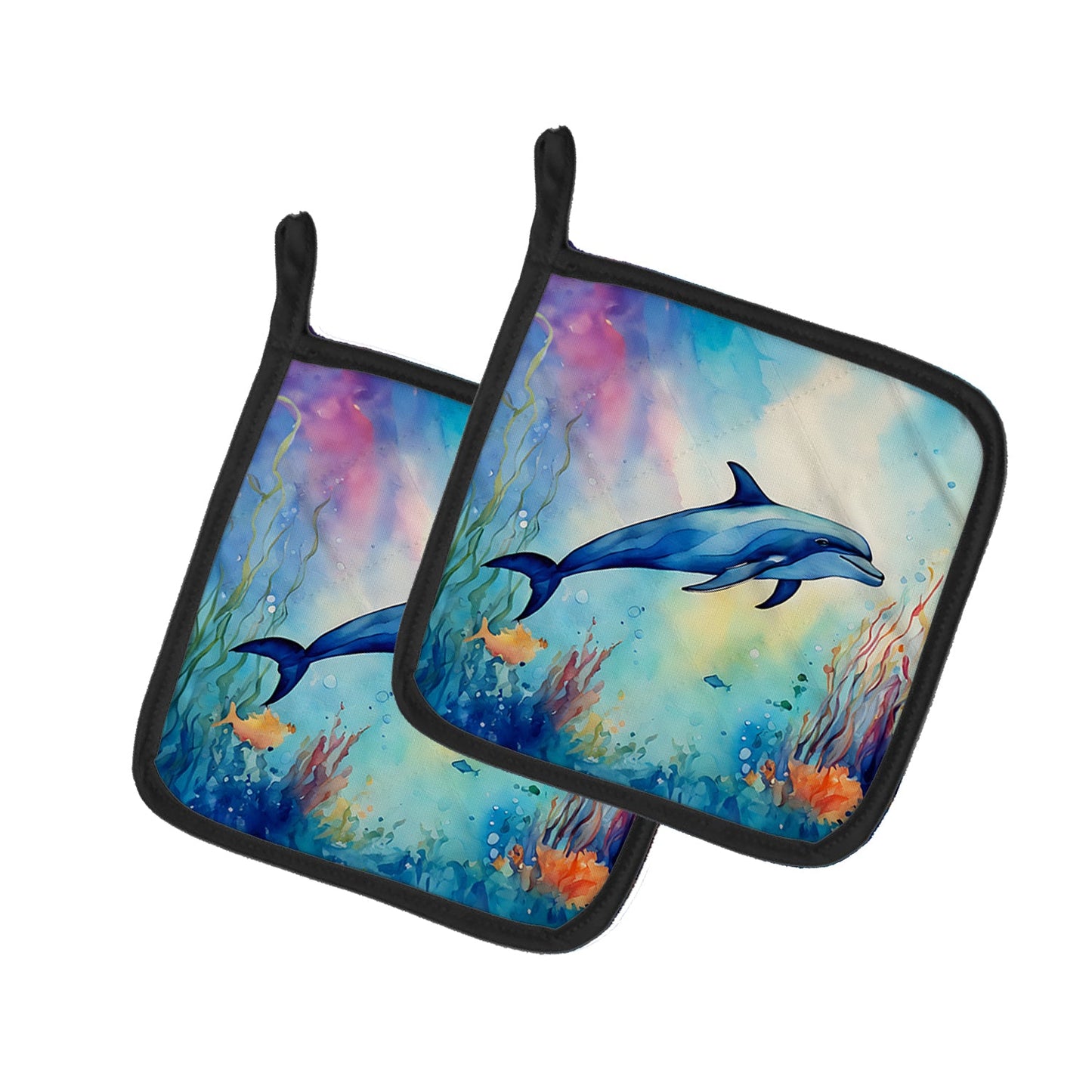 Dolphin Pot Holders - Set of 2 Decorative Kitchen Helpers | Made in the USA