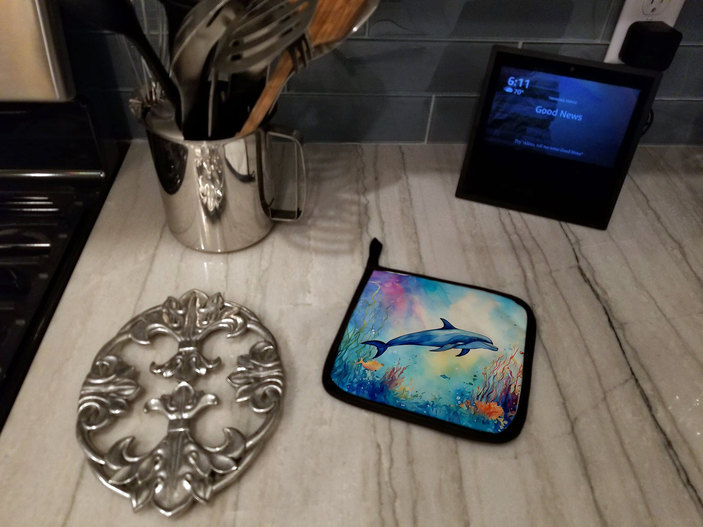 Dolphin Pot Holders - Set of 2 Decorative Kitchen Helpers | Made in the USA