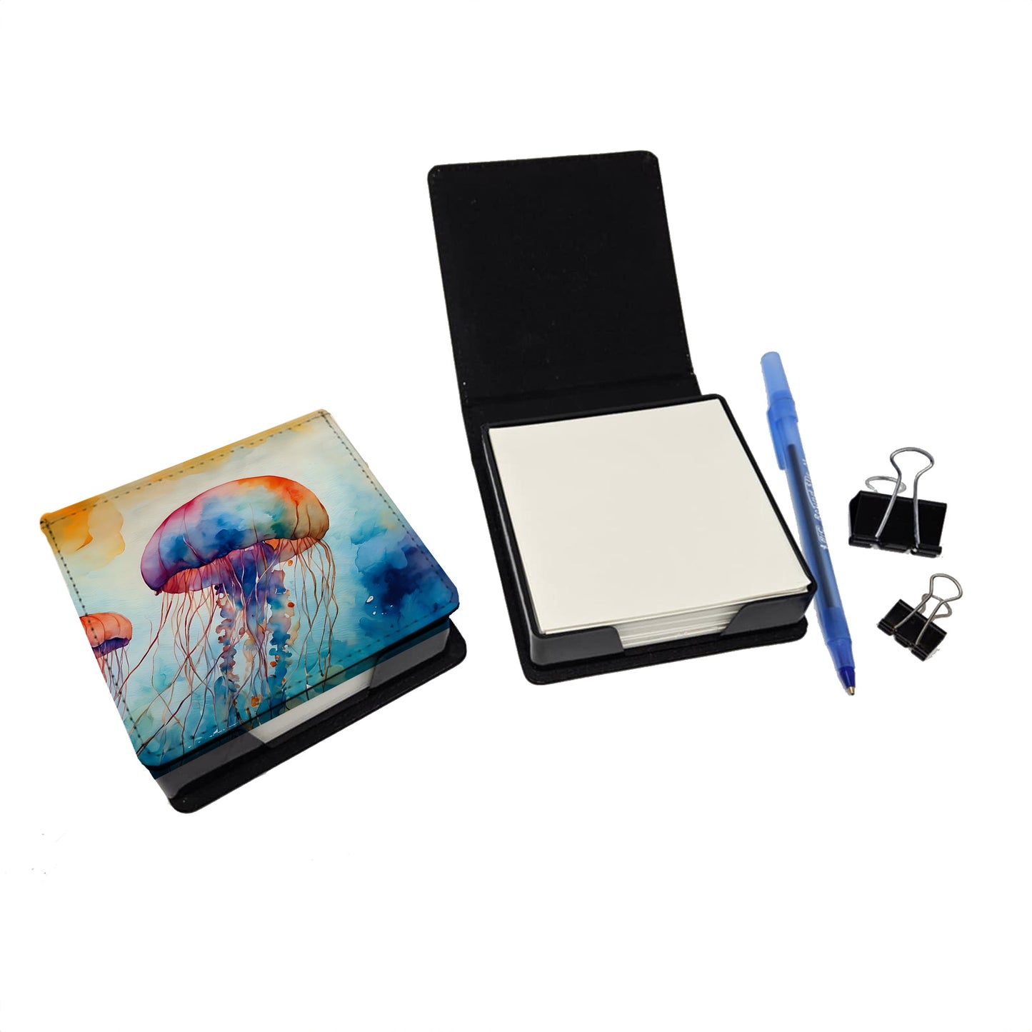 Jellyfish PU Leather Note Paper Holder