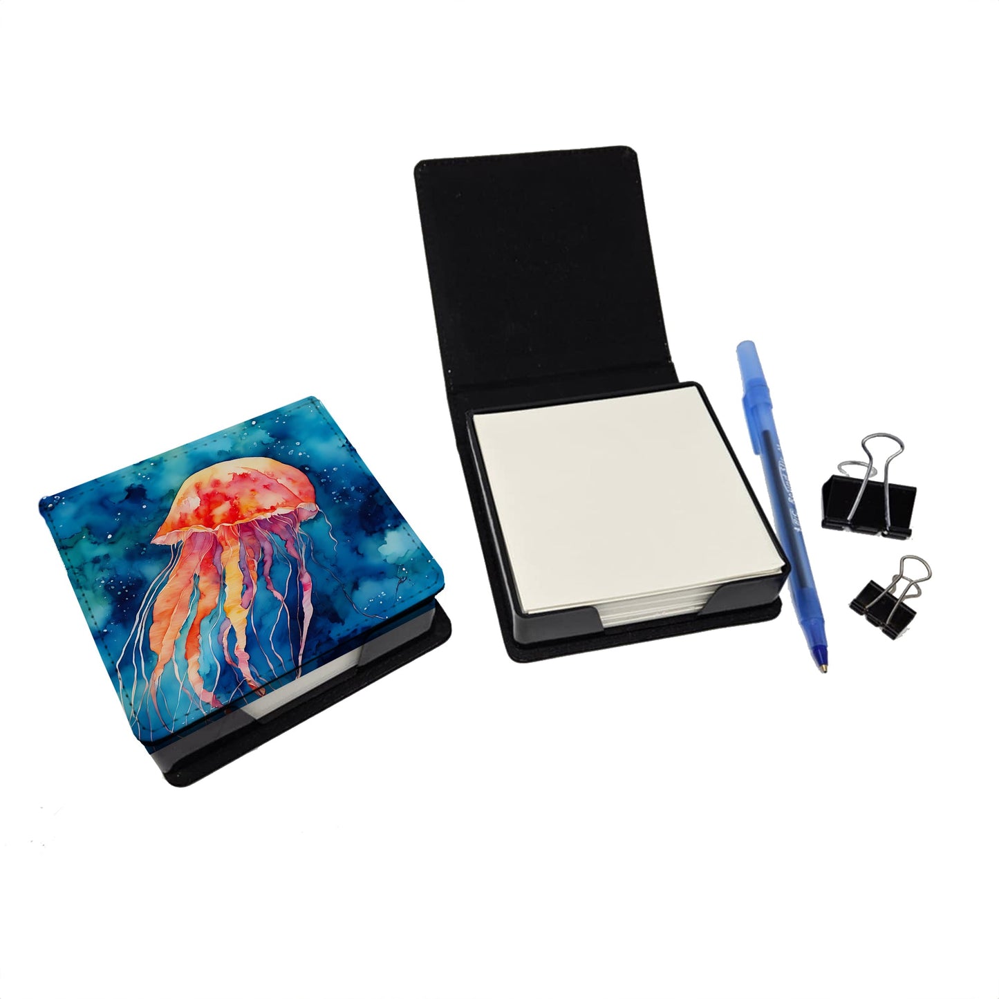 Jellyfish PU Leather Note Paper Holder