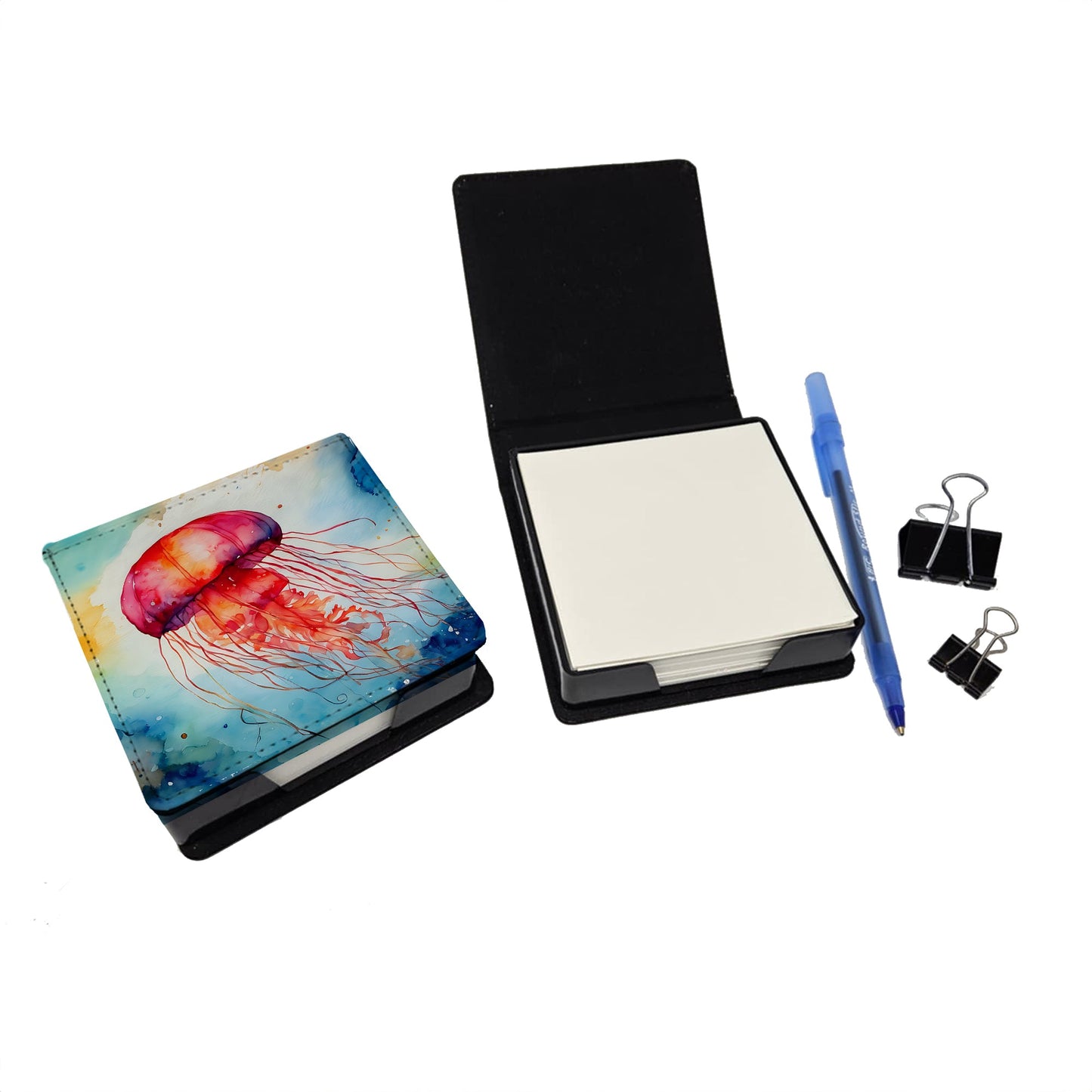 Jellyfish PU Leather Note Paper Holder