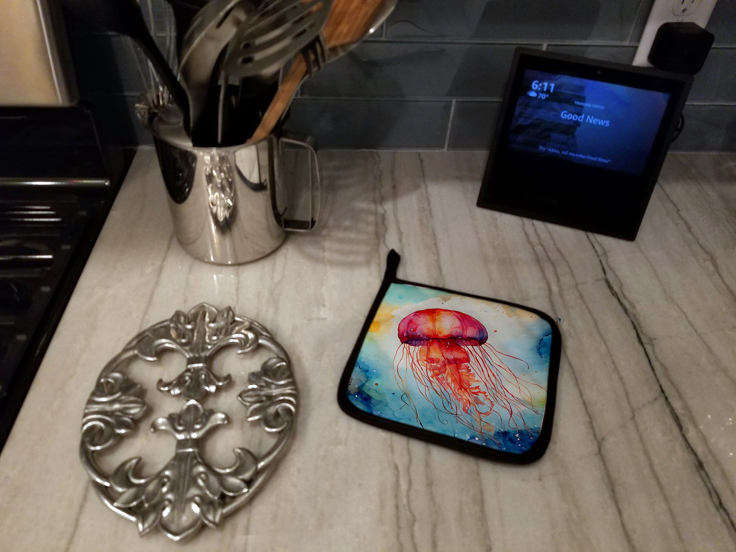 Jellyfish Pot Holders - Set of 2 Decorative Kitchen Helpers | Made in the USA