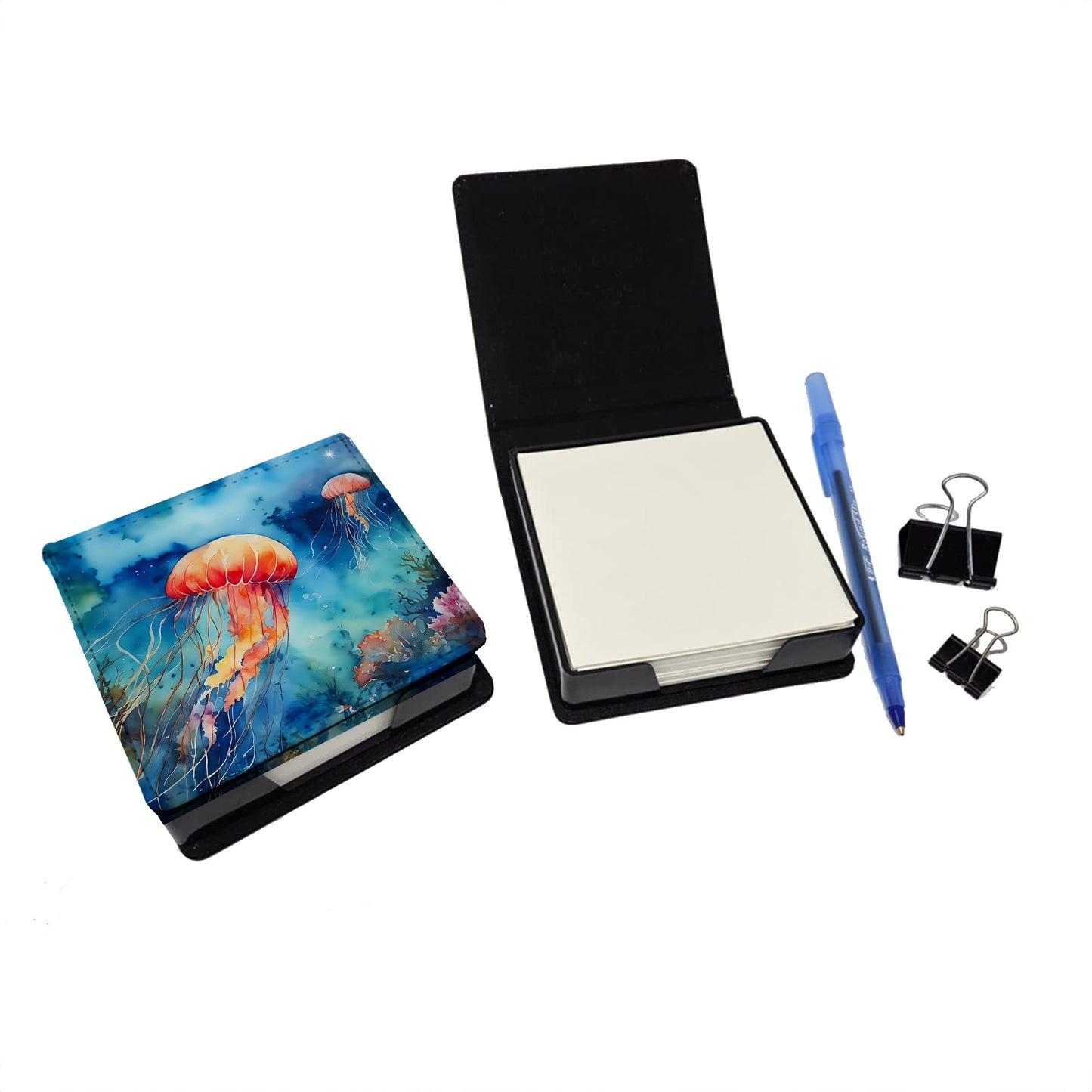 Jellyfish PU Leather Note Paper Holder