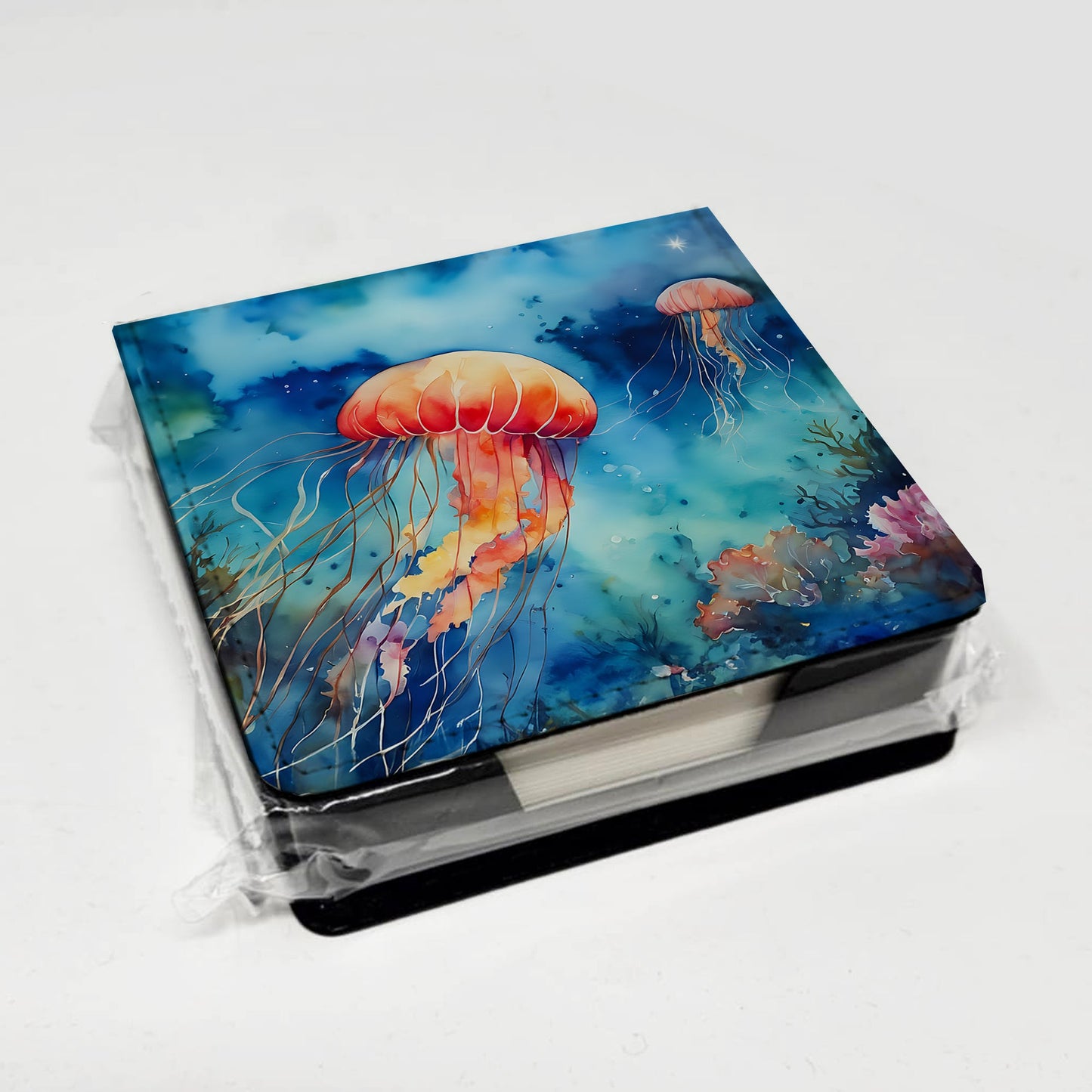 Jellyfish PU Leather Note Paper Holder