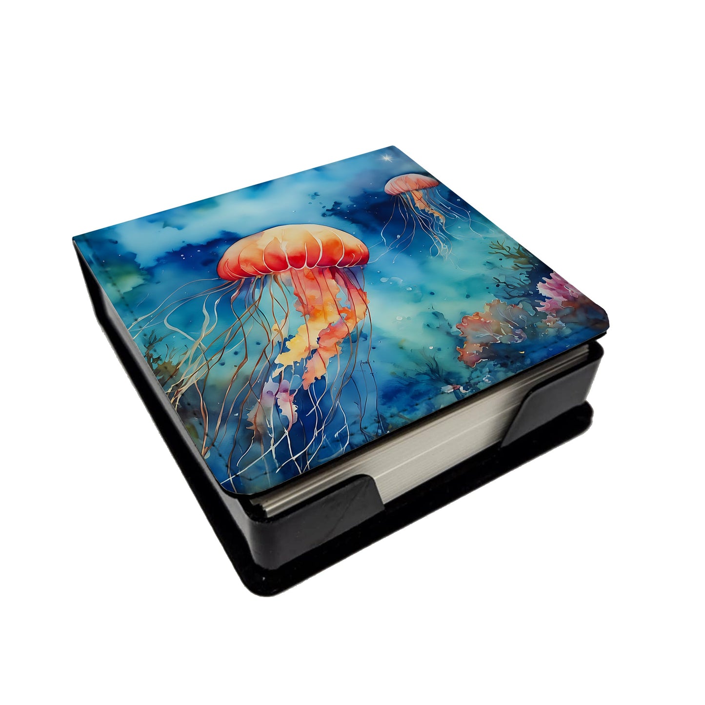 Jellyfish PU Leather Note Paper Holder