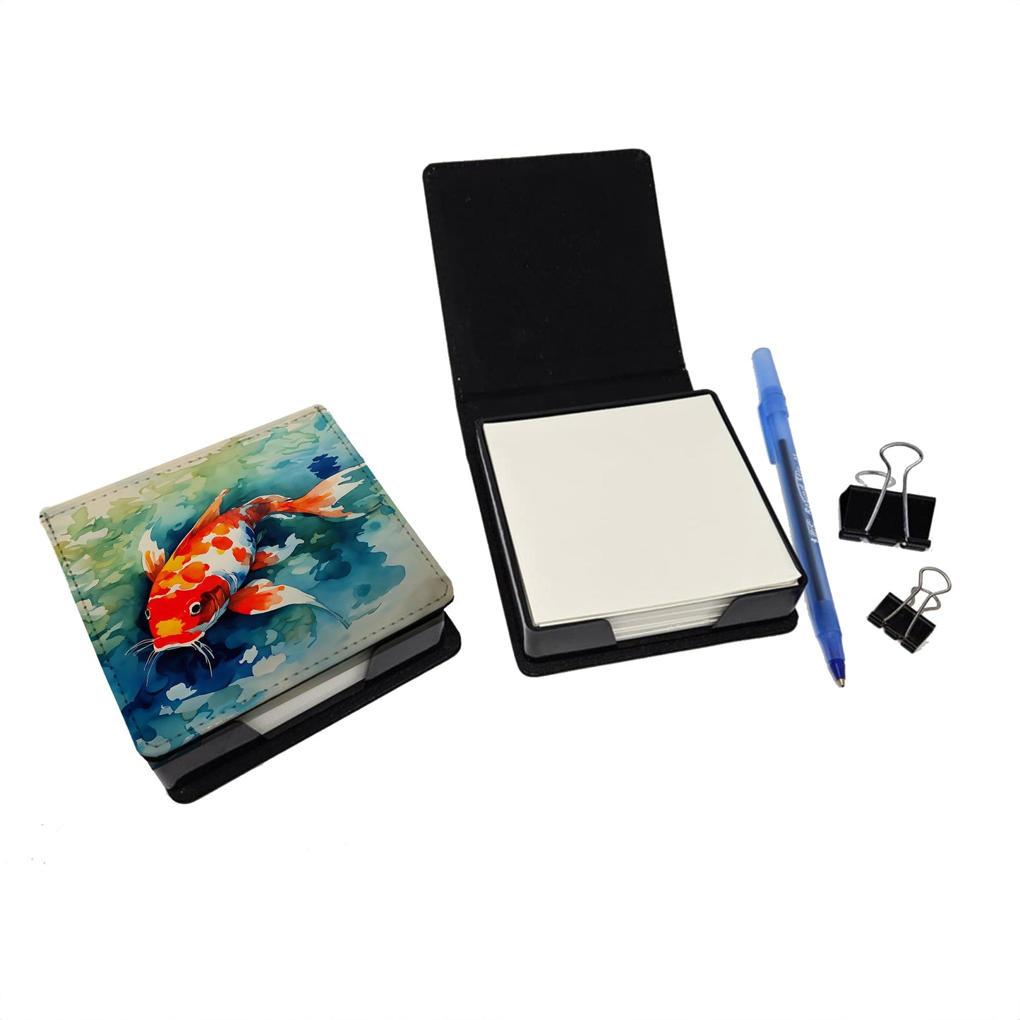 Koi Fish PU Leather Note Paper Holder