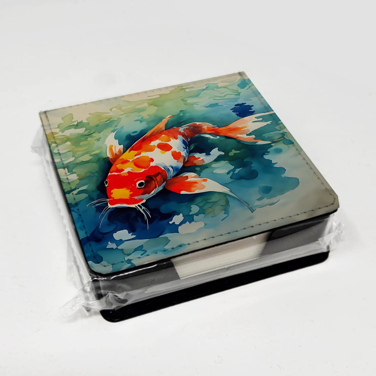 Koi Fish PU Leather Note Paper Holder