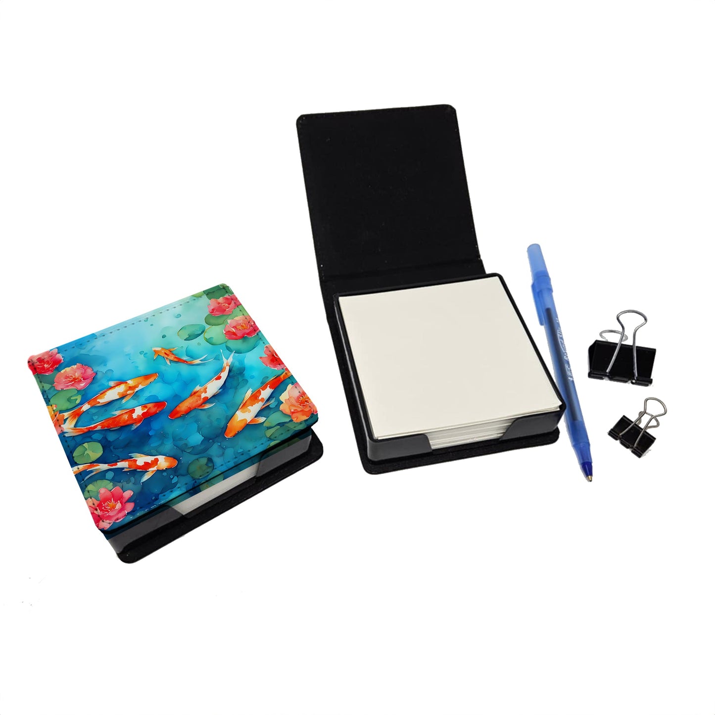 Koi Fish PU Leather Note Paper Holder