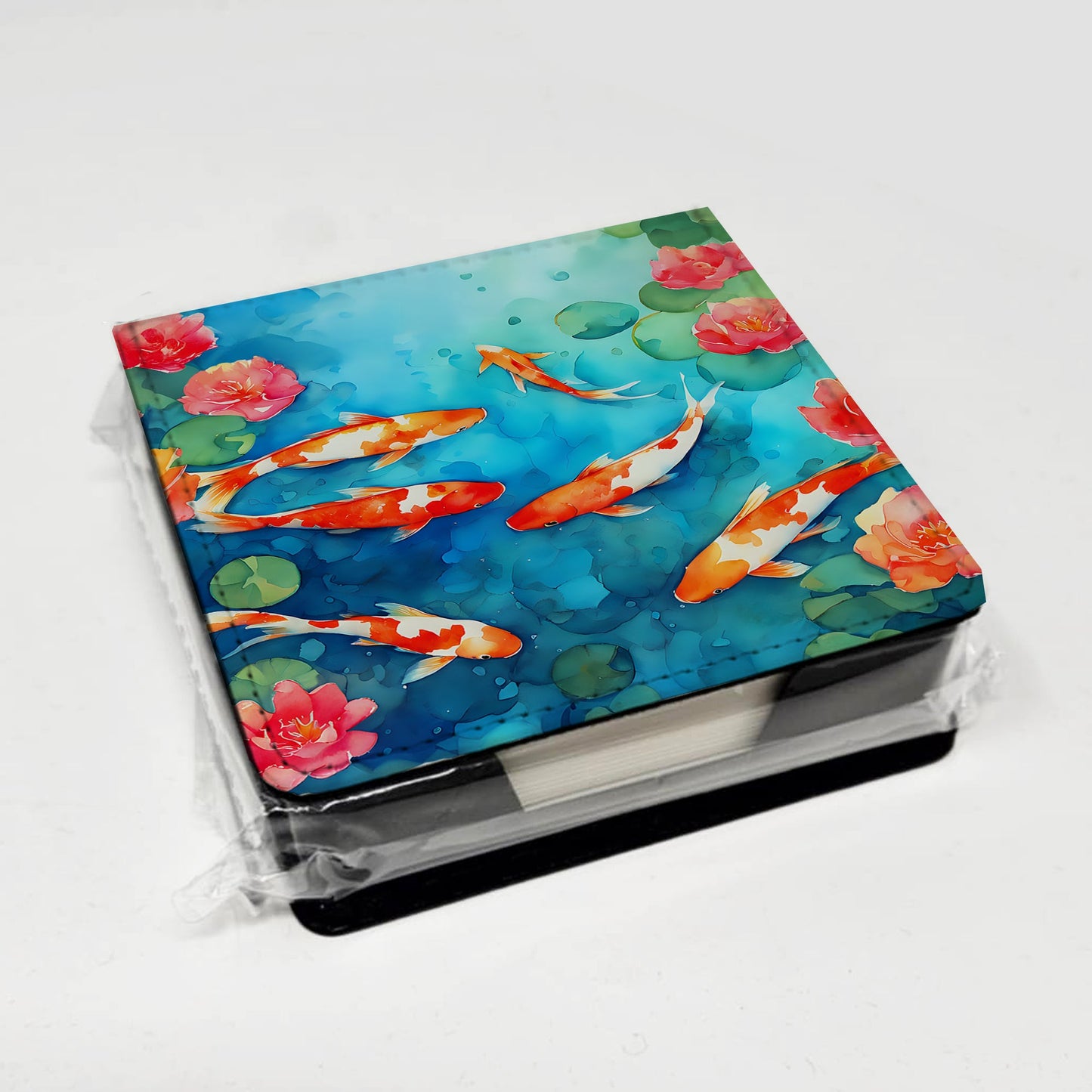 Koi Fish PU Leather Note Paper Holder