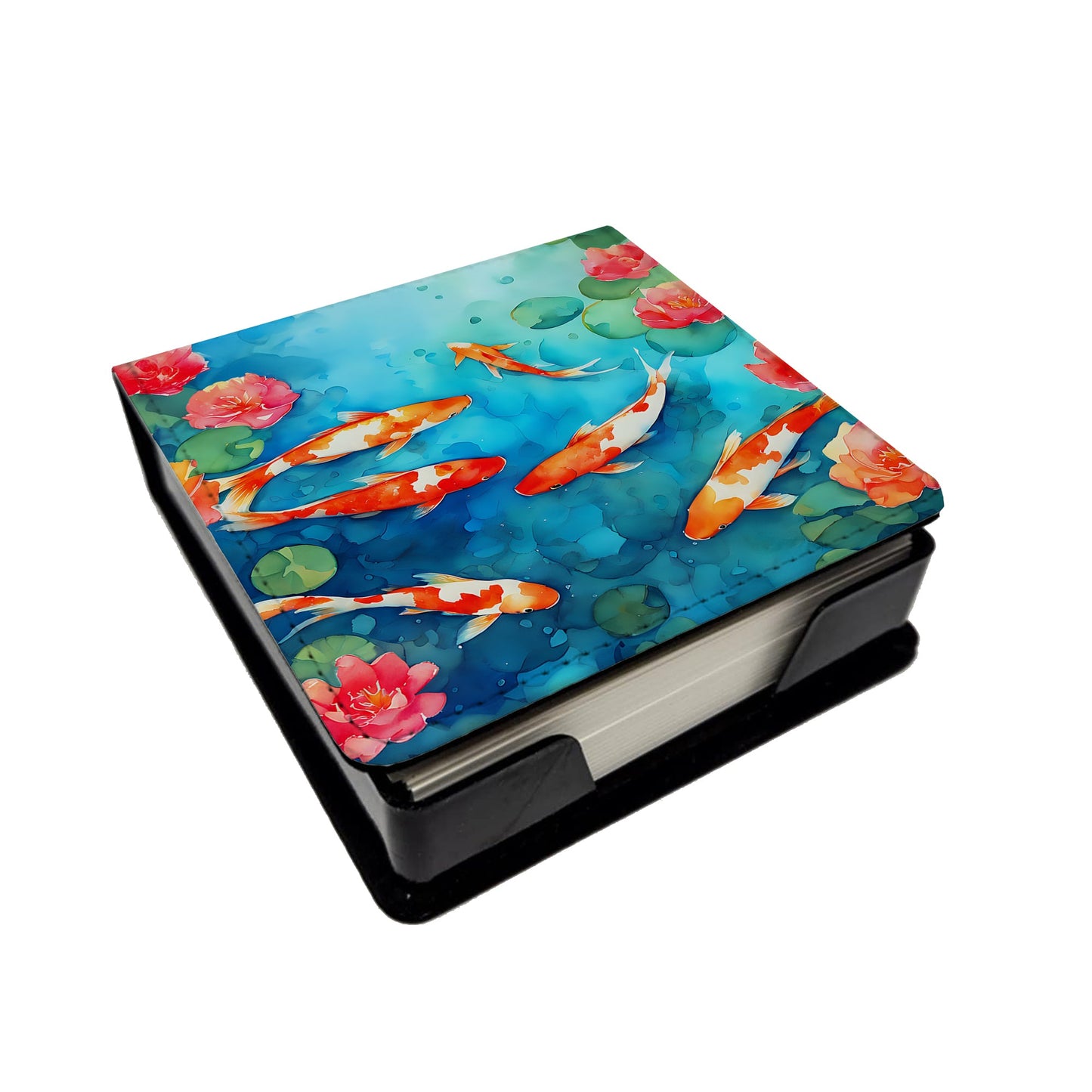 Koi Fish PU Leather Note Paper Holder