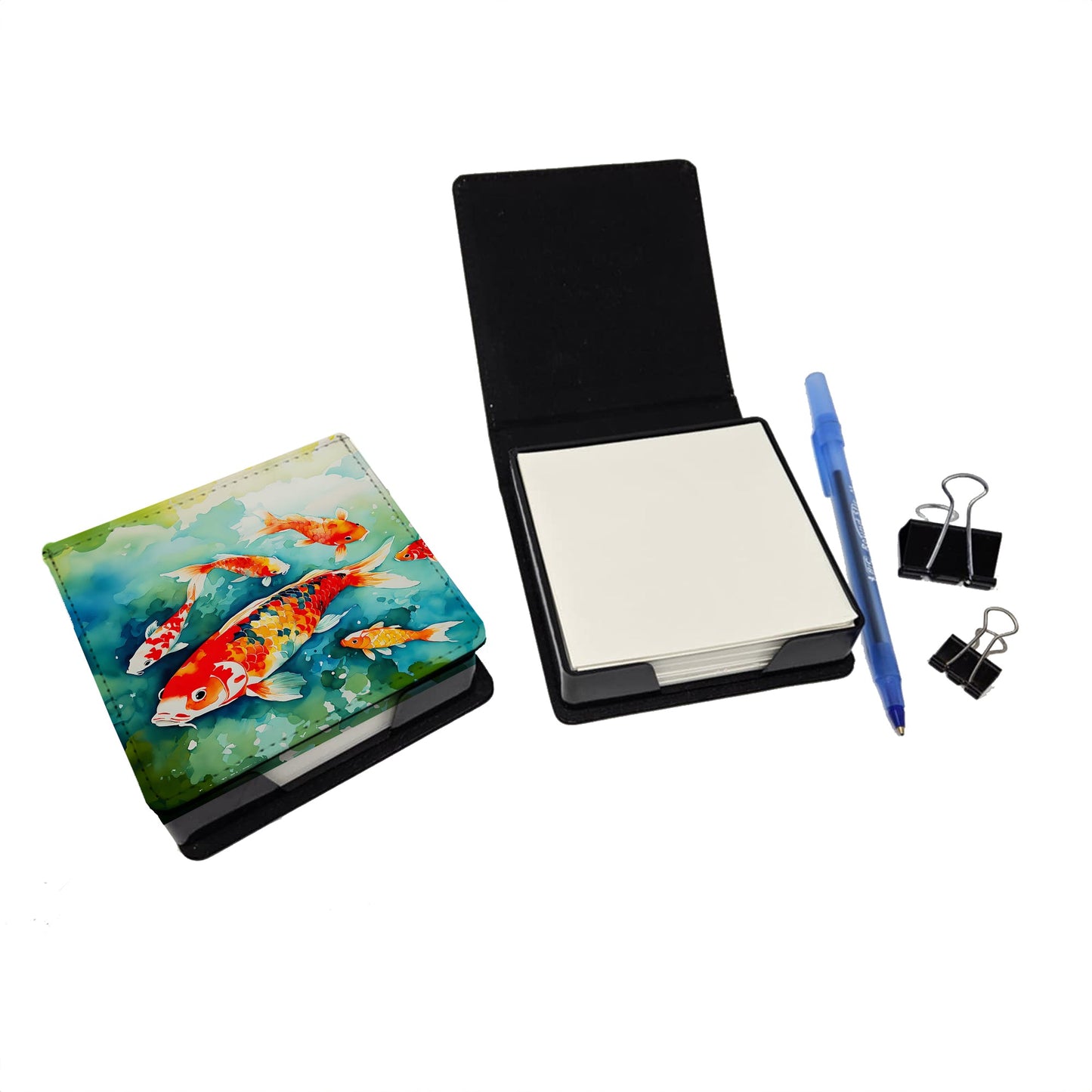 Koi Fish PU Leather Note Paper Holder