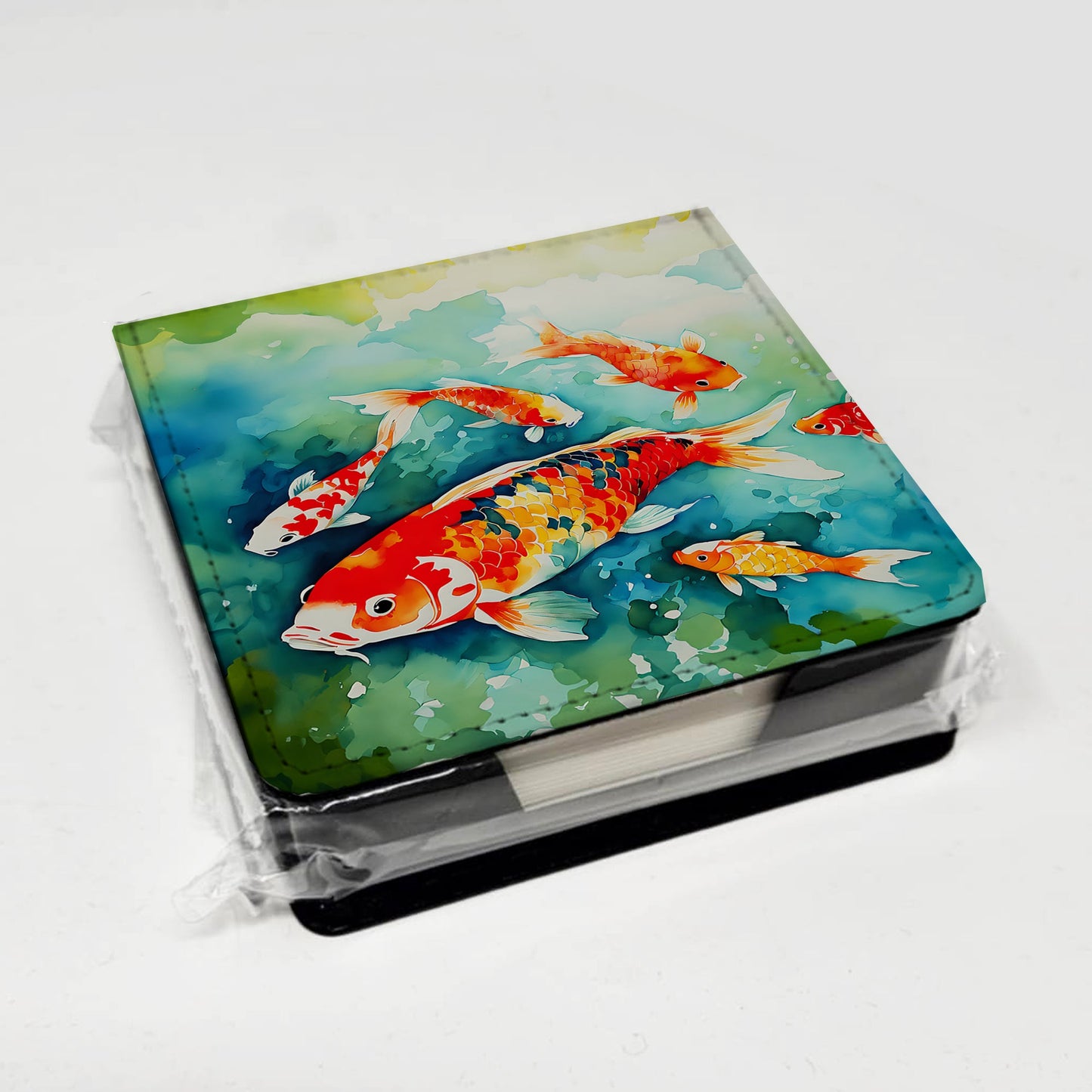 Koi Fish PU Leather Note Paper Holder