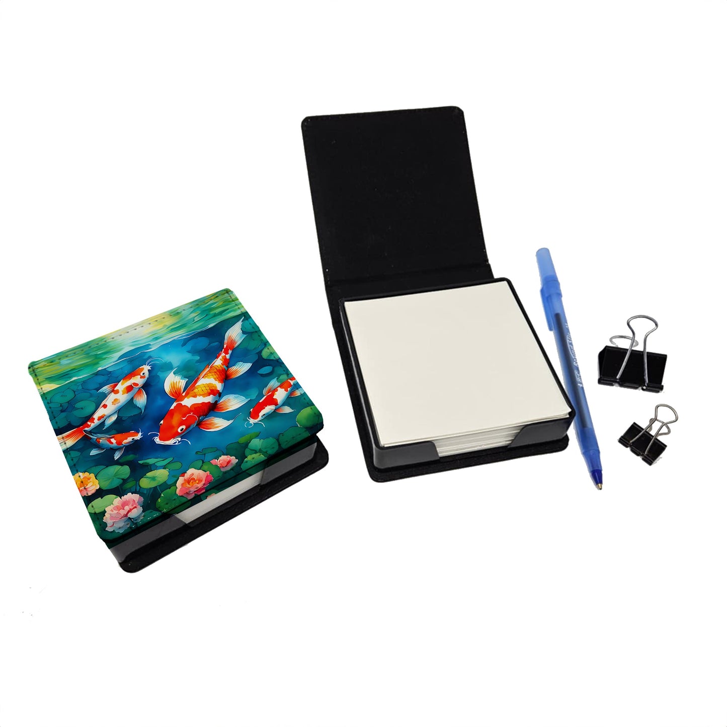 Koi Fish PU Leather Note Paper Holder