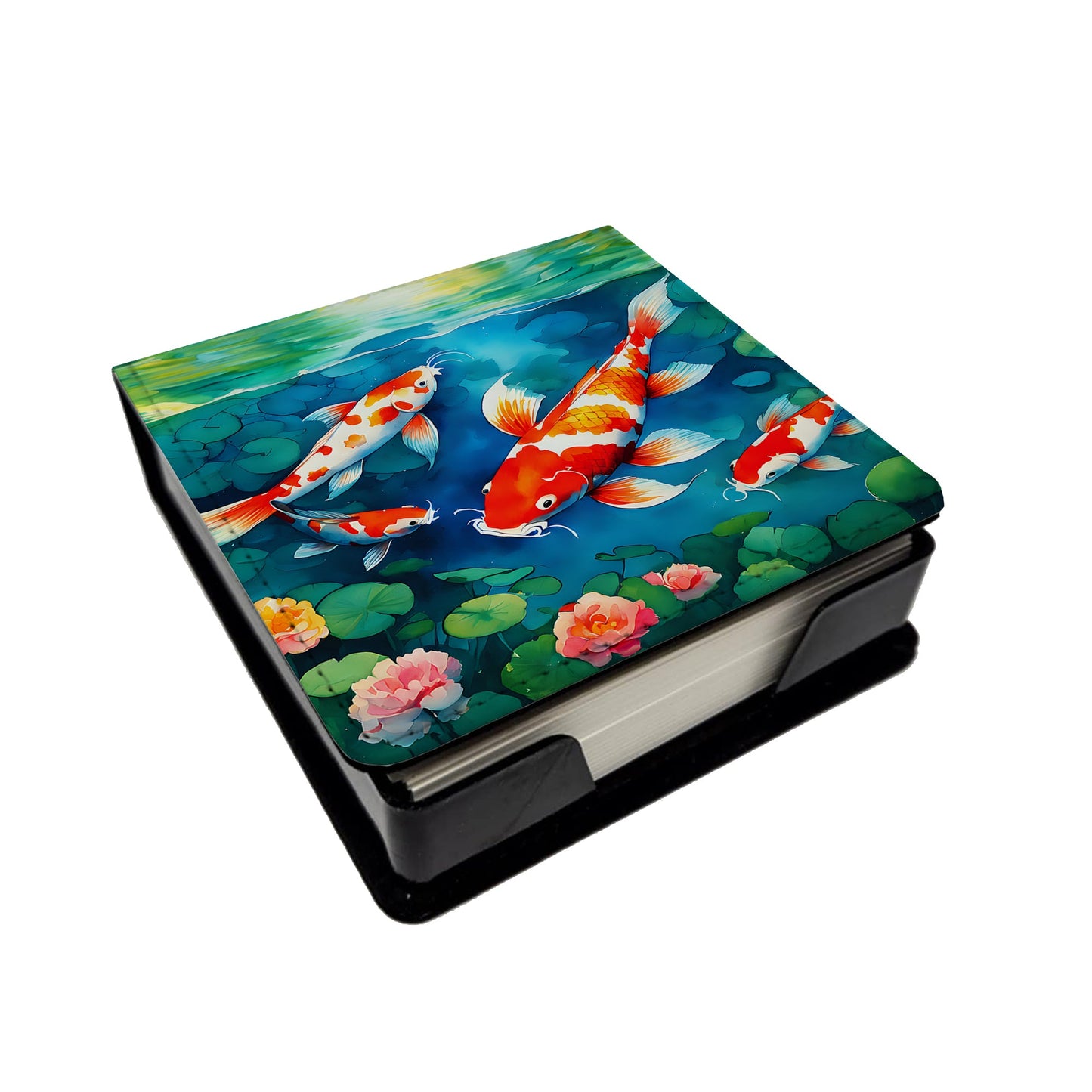 Koi Fish PU Leather Note Paper Holder