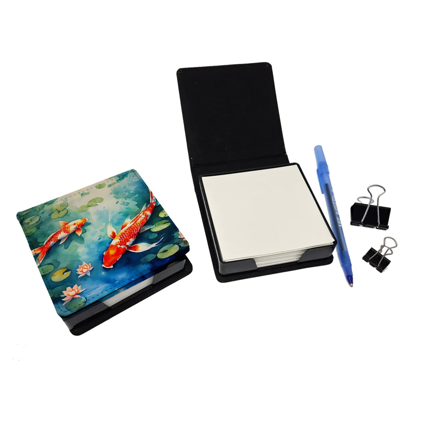 Koi Fish PU Leather Note Paper Holder