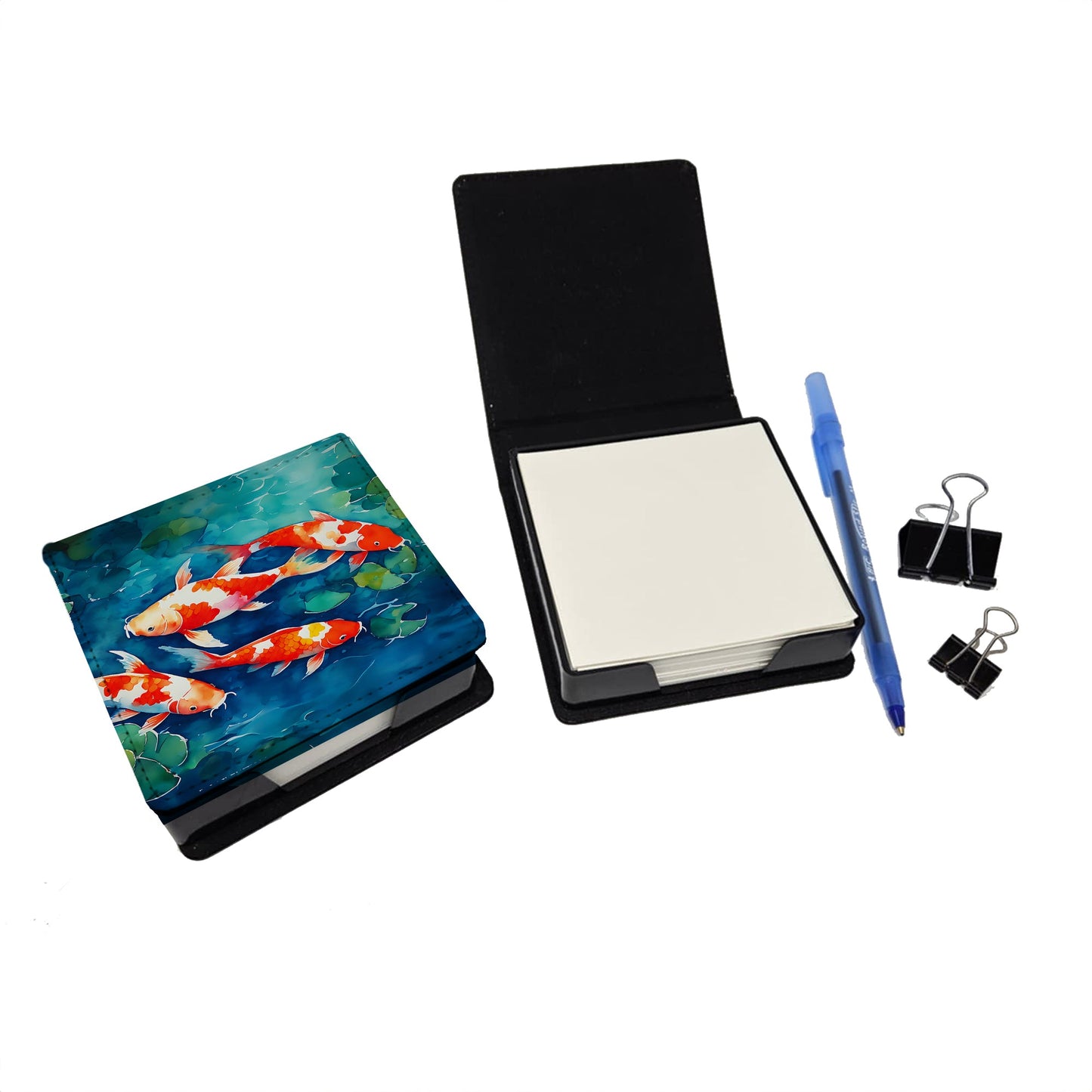 Koi Fish PU Leather Note Paper Holder