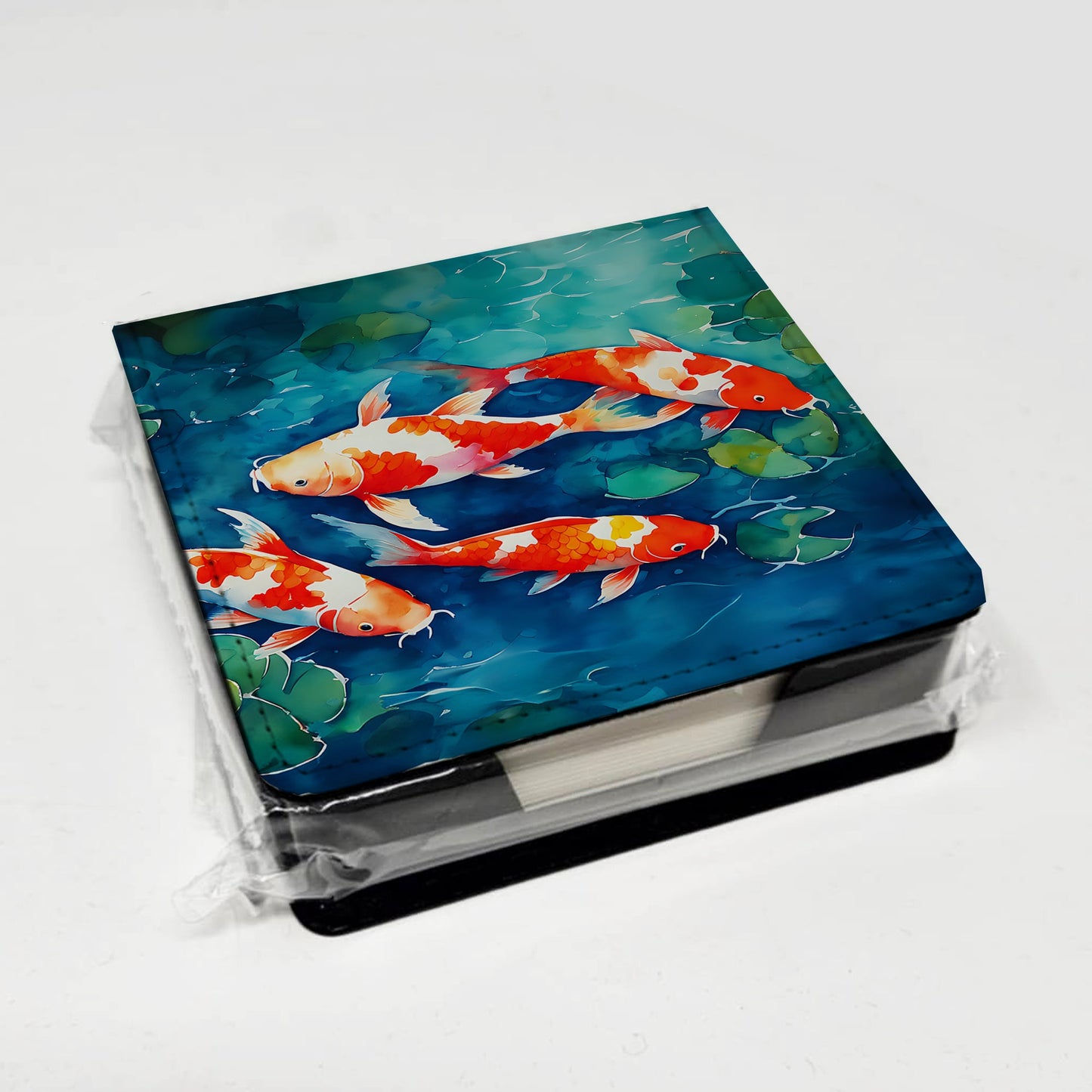 Koi Fish PU Leather Note Paper Holder