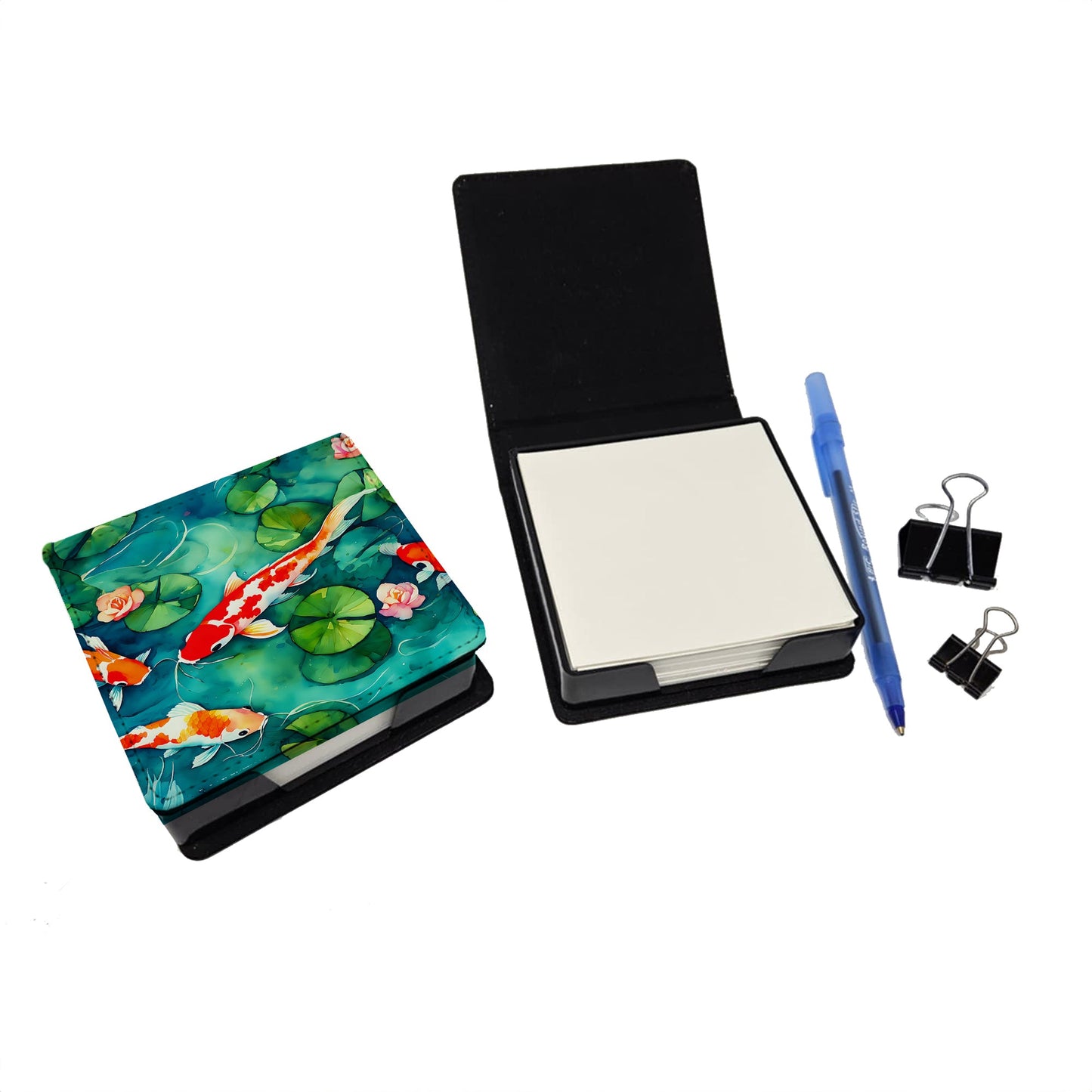 Koi Fish PU Leather Note Paper Holder
