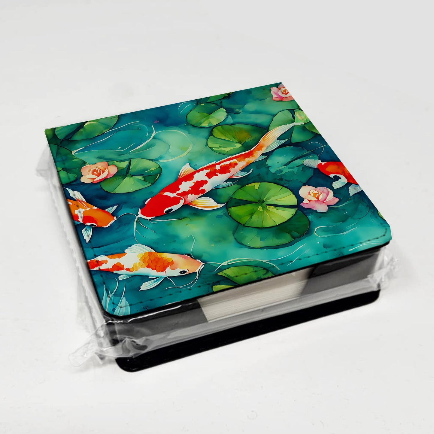Koi Fish PU Leather Note Paper Holder