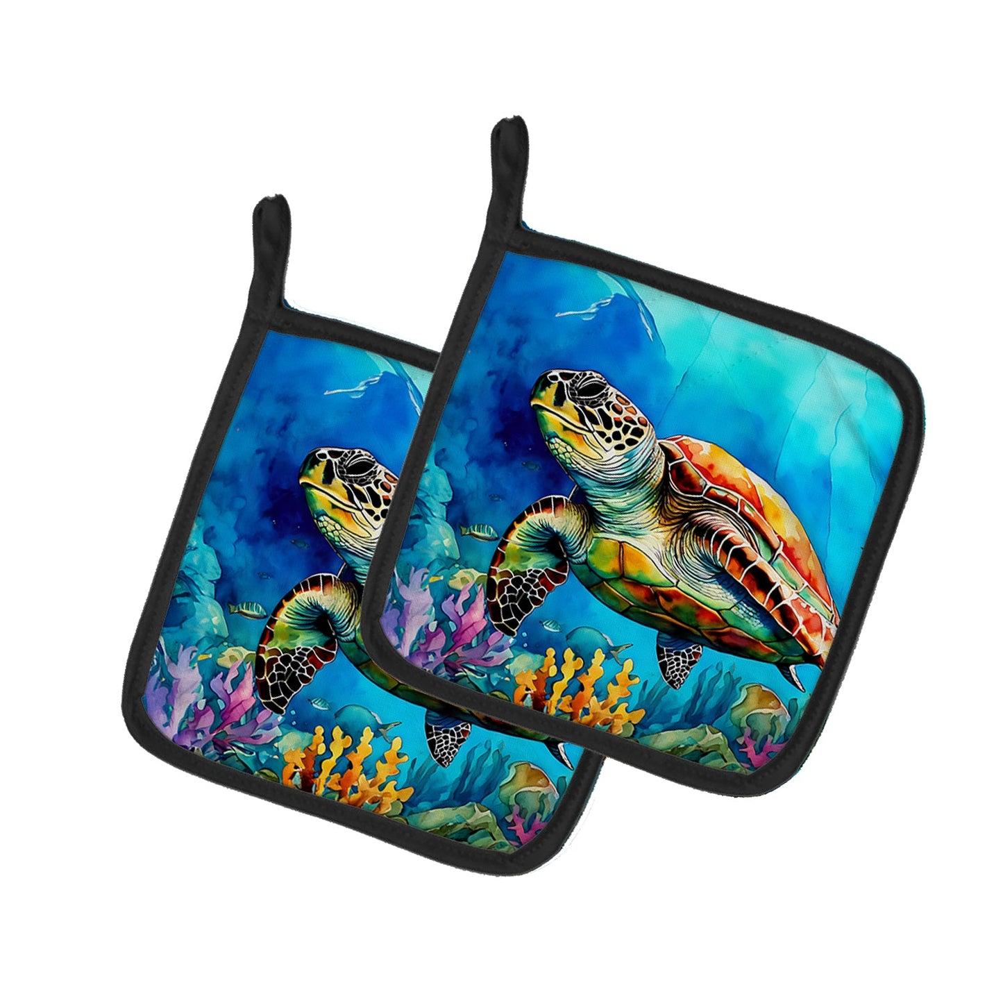 Loggerhead Sea Turtle Pot Holders - Set of 2 Decorative Kitchen Helpers | Made in the USA