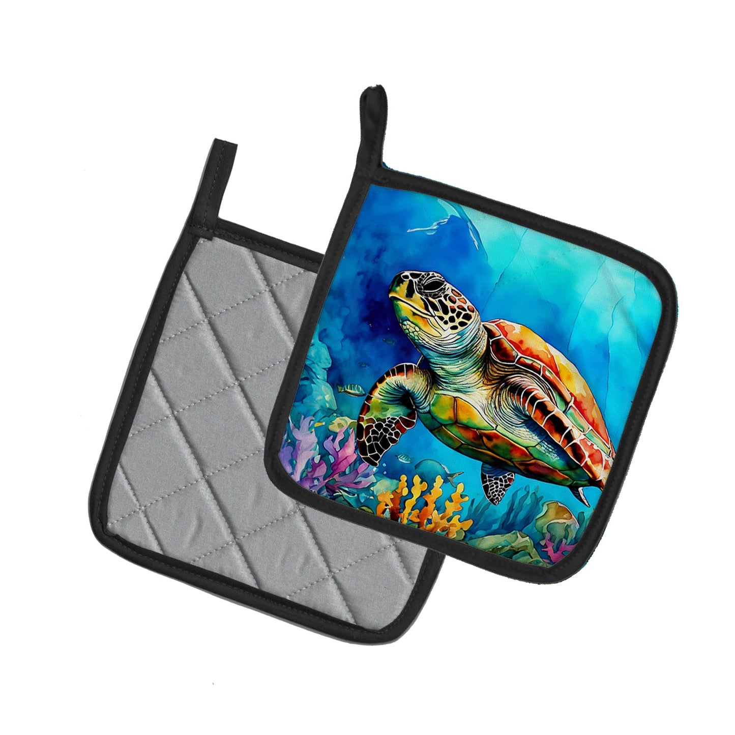 Loggerhead Sea Turtle Pot Holders - Set of 2 Decorative Kitchen Helpers | Made in the USA