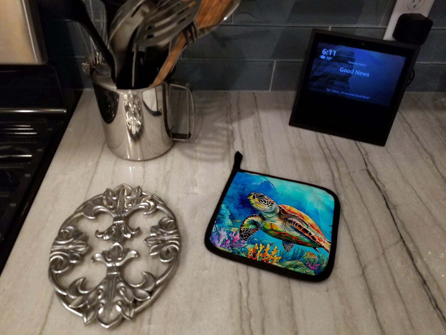 Loggerhead Sea Turtle Pot Holders - Set of 2 Decorative Kitchen Helpers | Made in the USA