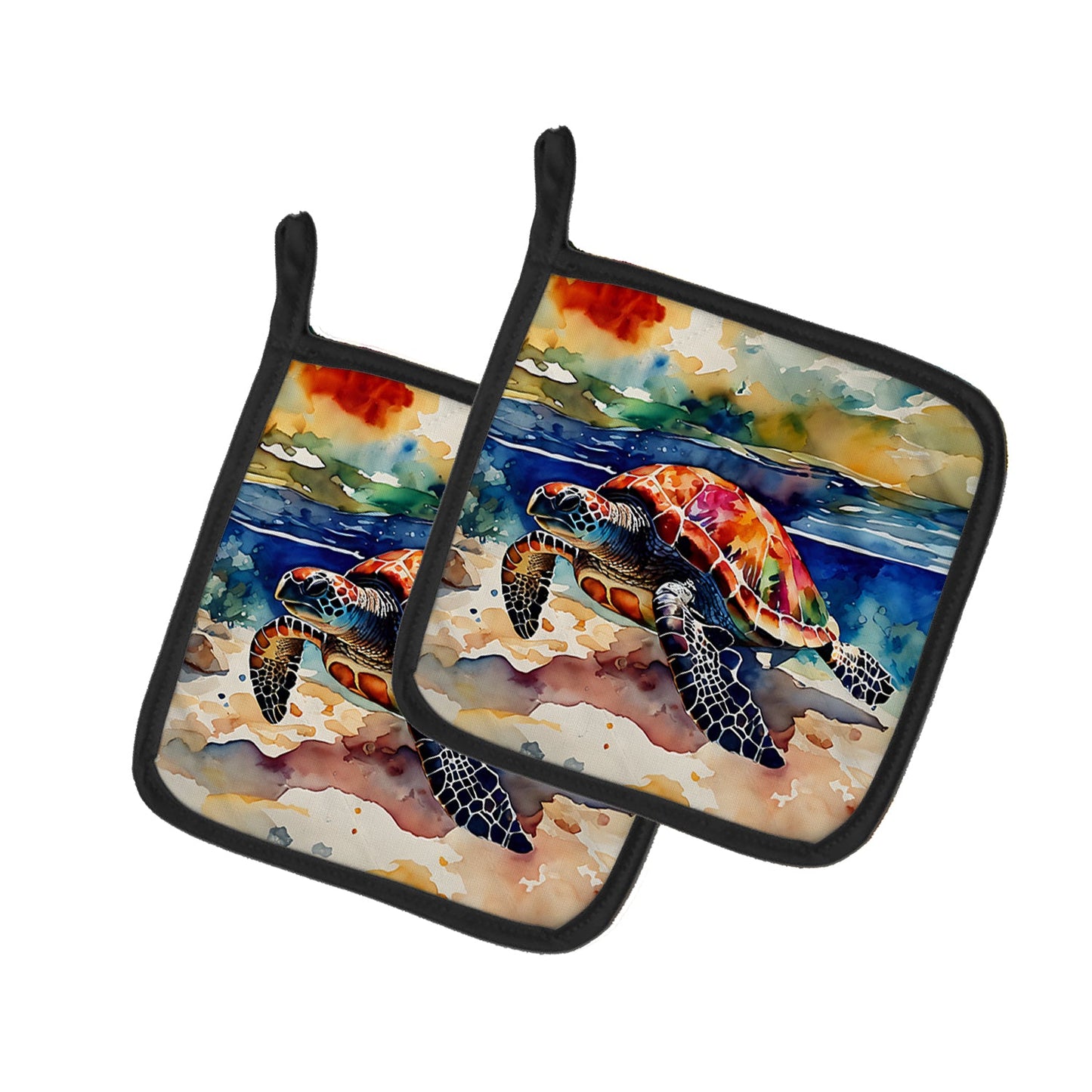 Loggerhead Sea Turtle Pot Holders - Set of 2 Decorative Kitchen Helpers | Made in the USA