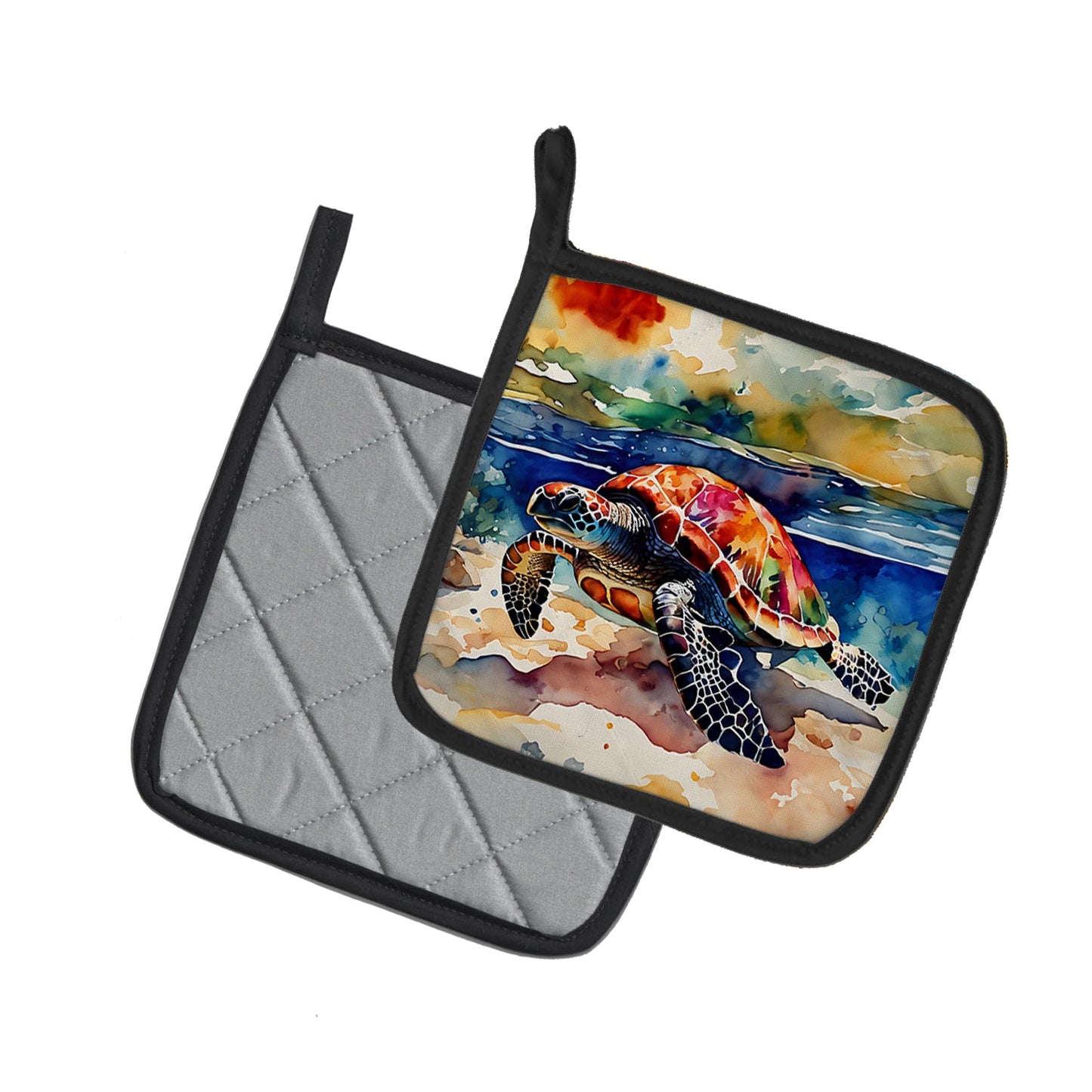 Loggerhead Sea Turtle Pot Holders - Set of 2 Decorative Kitchen Helpers | Made in the USA